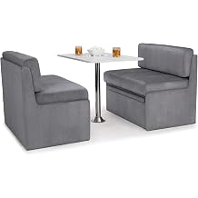 Ethos RV Dinette, Bed with Storage and Blanco Table, Fabric, Regal Silver