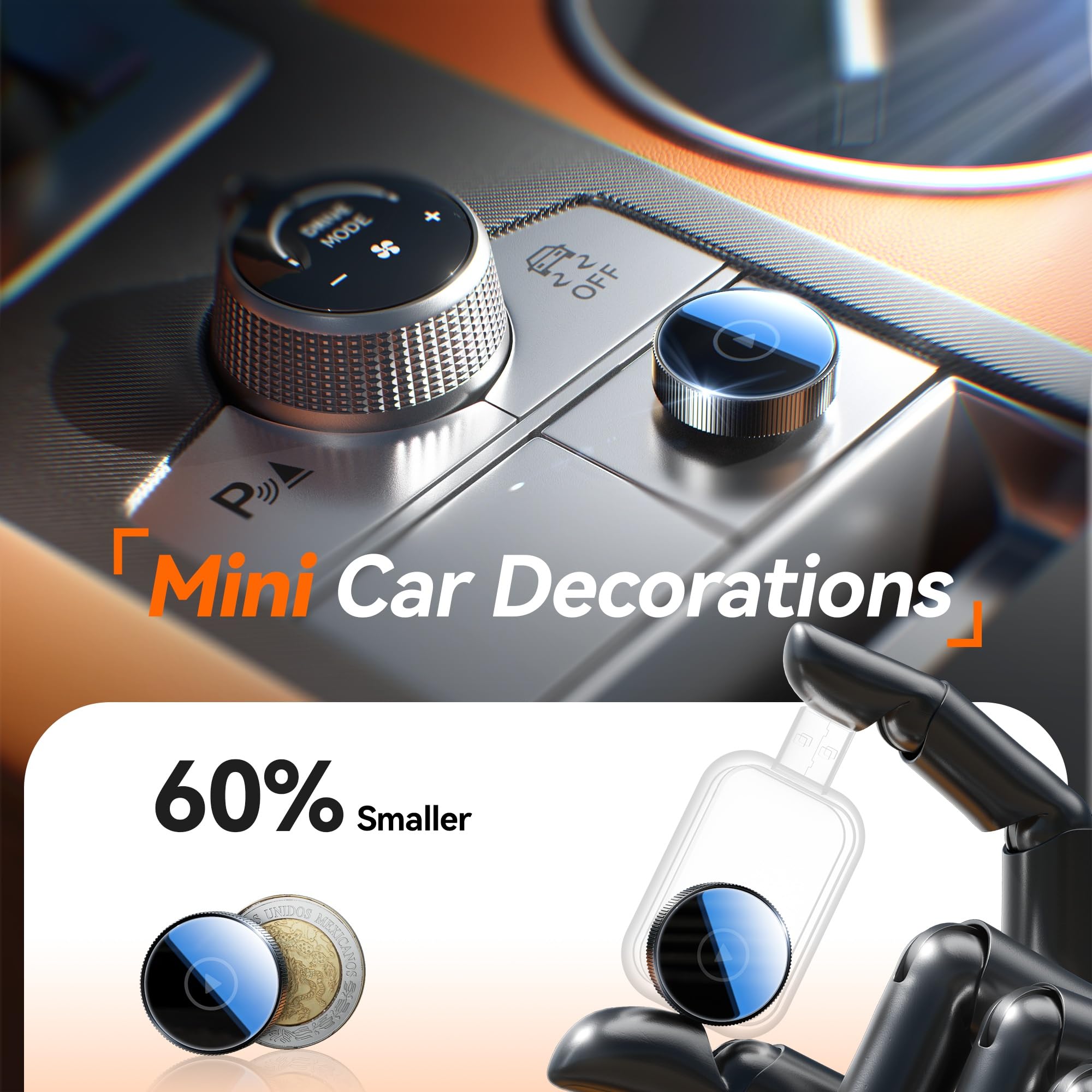 Cleviton for Apple Wireless Carplay Adapter UK, 60% Smaller, No Lag, Plug and Play, Bluetooth/WiFi, Mini Wireless Car play Dongle for iPhone & Cars, Transmit GPS Navigation Devices (Matte Black) — view 2