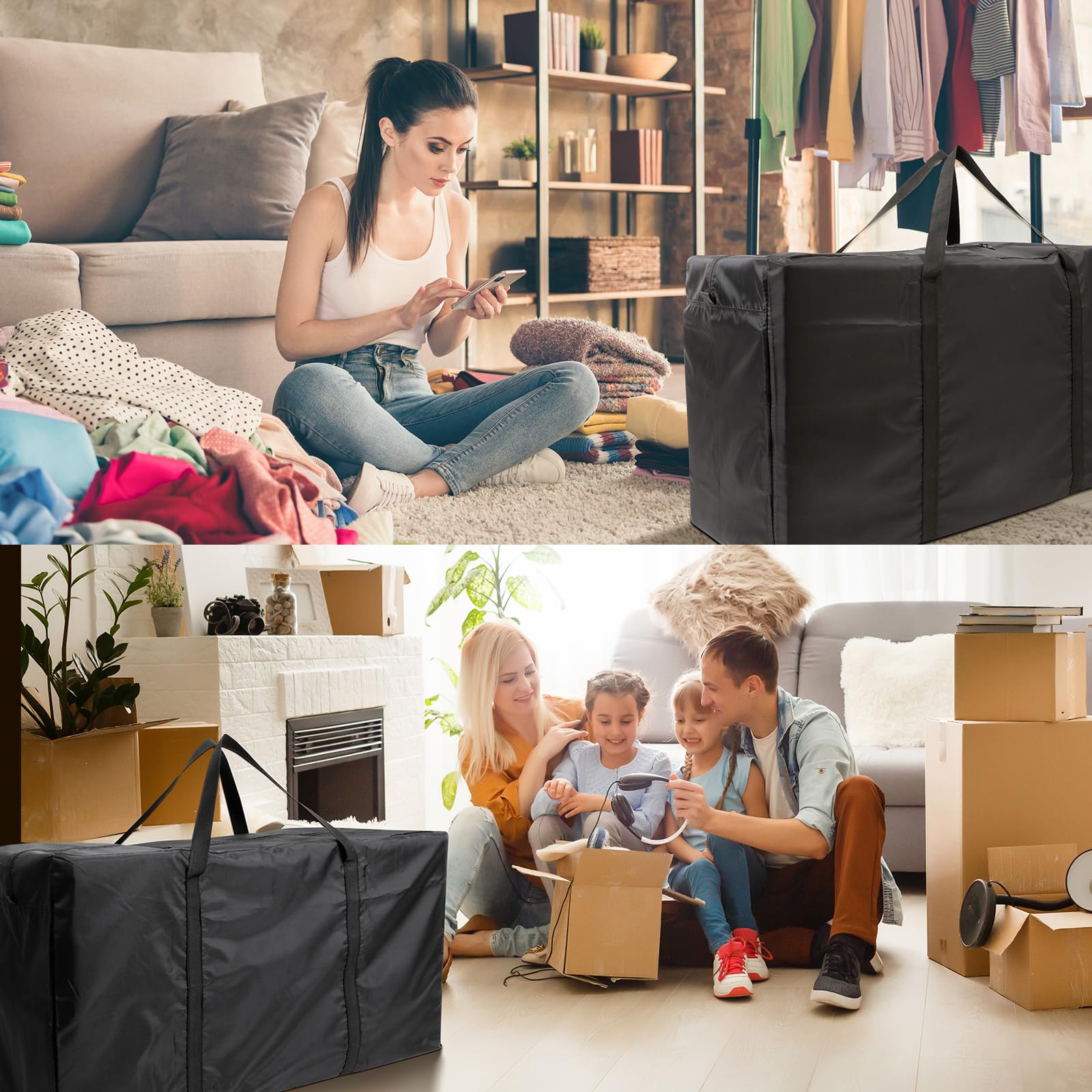 Cozary 180L Borsa di Stoccaggio, 600D Oxford Borsa per Cuscini da Giardino con Maniglia, per Biancheria da Letto Materassi Coperte Trapunte e Cuscini - 100x55x33 CM, Nero