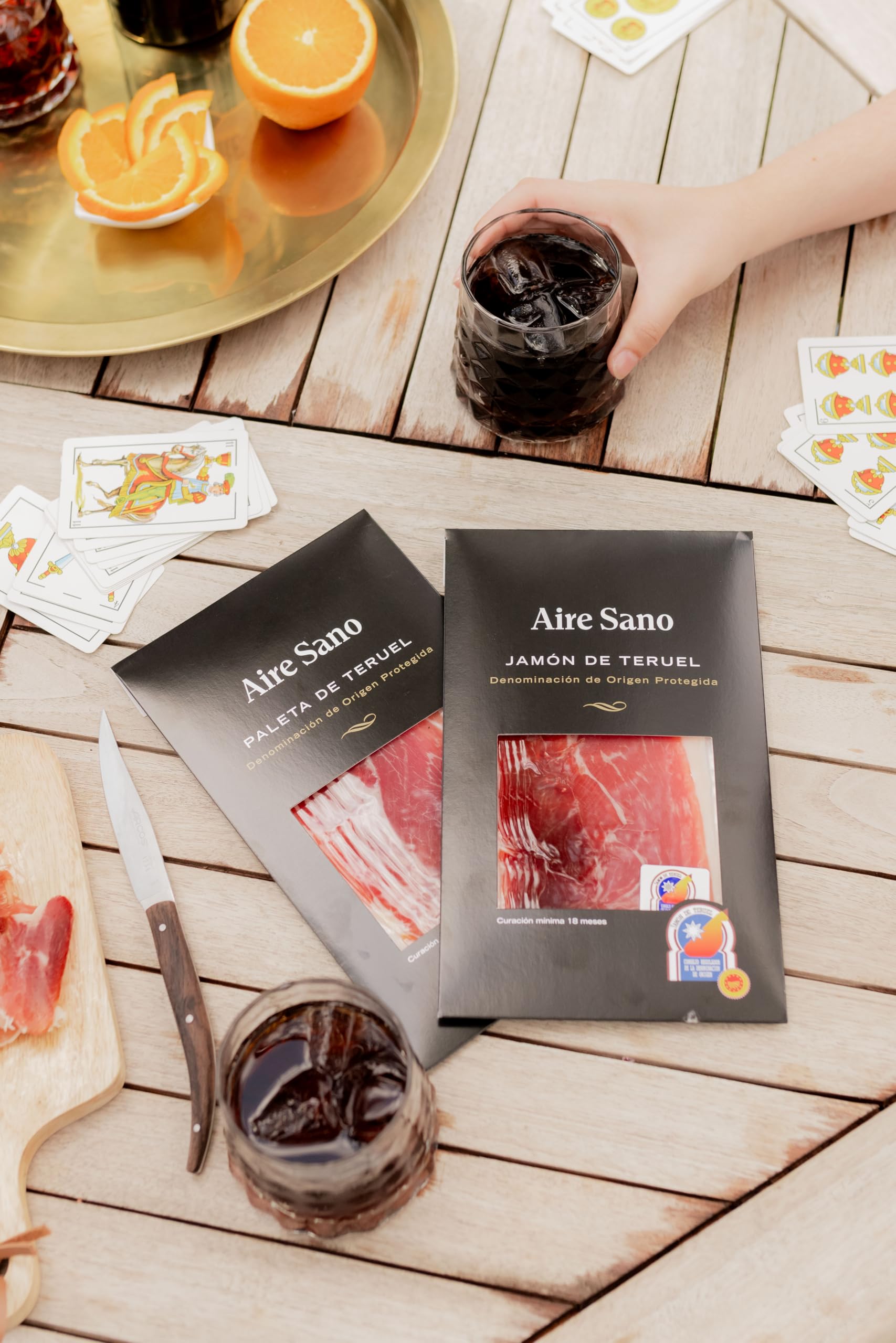 Aire Sano - Estuche de Jamón y paleta DOP Teruel (10 Sobres de Jamón de 80 g) + (5 Sobres de Paleta de 80 g) - Alto Contenído en Proteínas, Sin Gluten y Sin Lactosa - Envasados al Vacío
