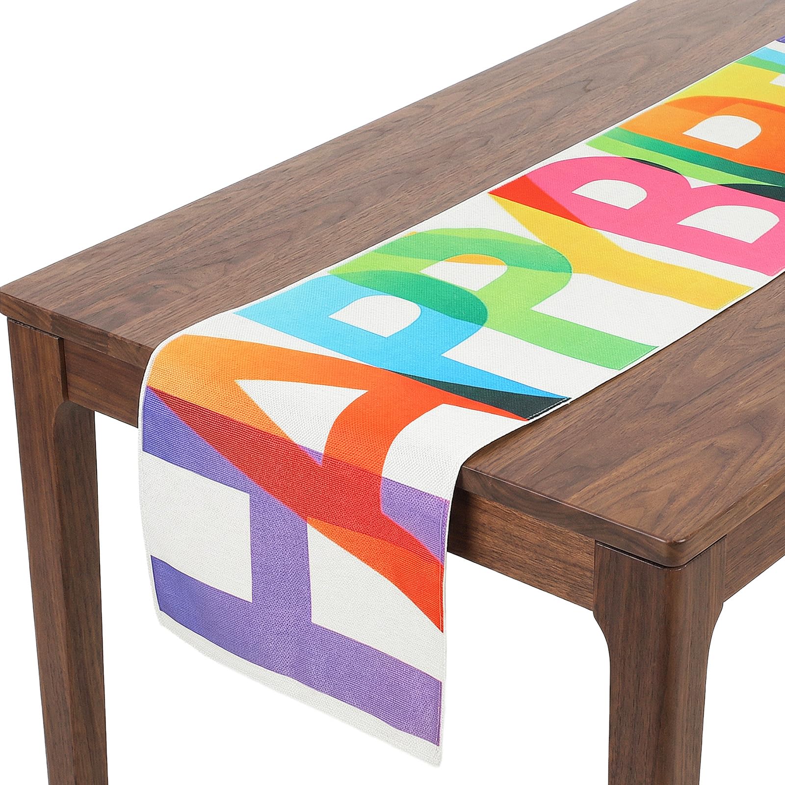 Shimmeroo Happy Birthday Table Runner - 229*33cm Colorful Happy Birthday Table Cloth, Linen Tables Decoration for Home Party Desktop Kitchen Dinning Indoor Outdoor Decor