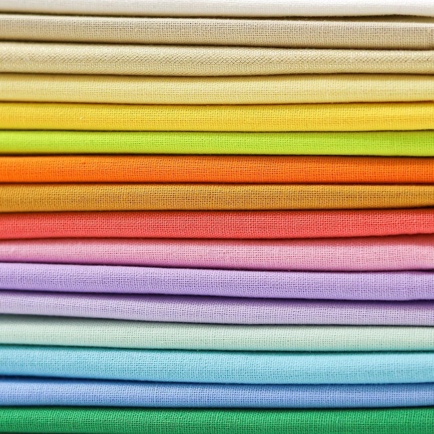 18 * 21inch Cotton Fabric Premium, Solid Precut Fabric Pure Quilting Fat Quarter Bundles Patchwork for Sewing DIY Craft (Yellow Pink Green Purple White Set, 16PCS) image 3