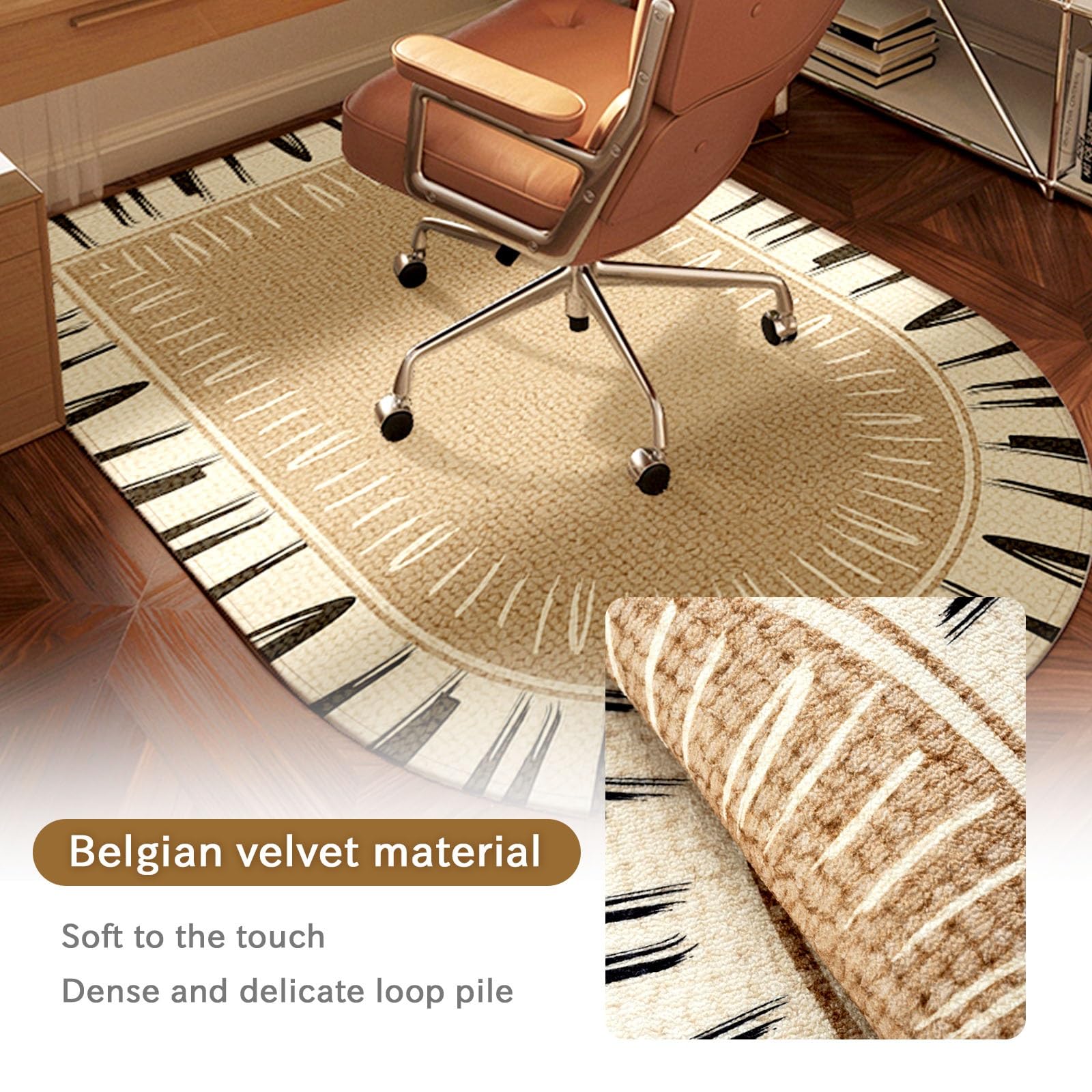 Tapete marrón para silla de oficina para alfombras y suelos de madera dura, tapete de escritorio antideslizante para alfombras de pelo bajo, fácil de enrollar y fácil de limpiar, 100 x 160 cm