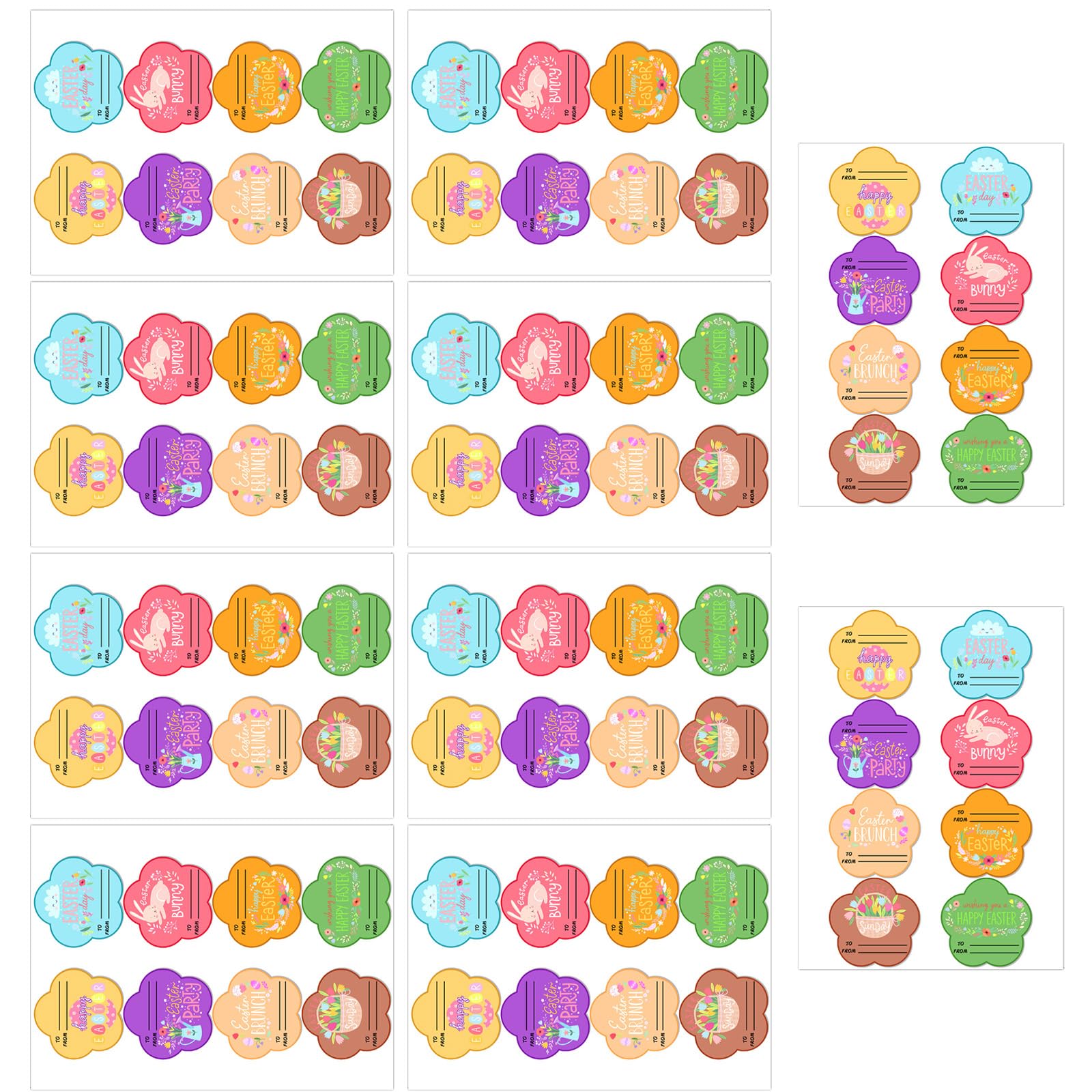 80Pcs Rabbits Eggs Name Sticker Wrapping Label Festival Decoration for Scrapbooking Planner Album Seal Envelope Bunnies