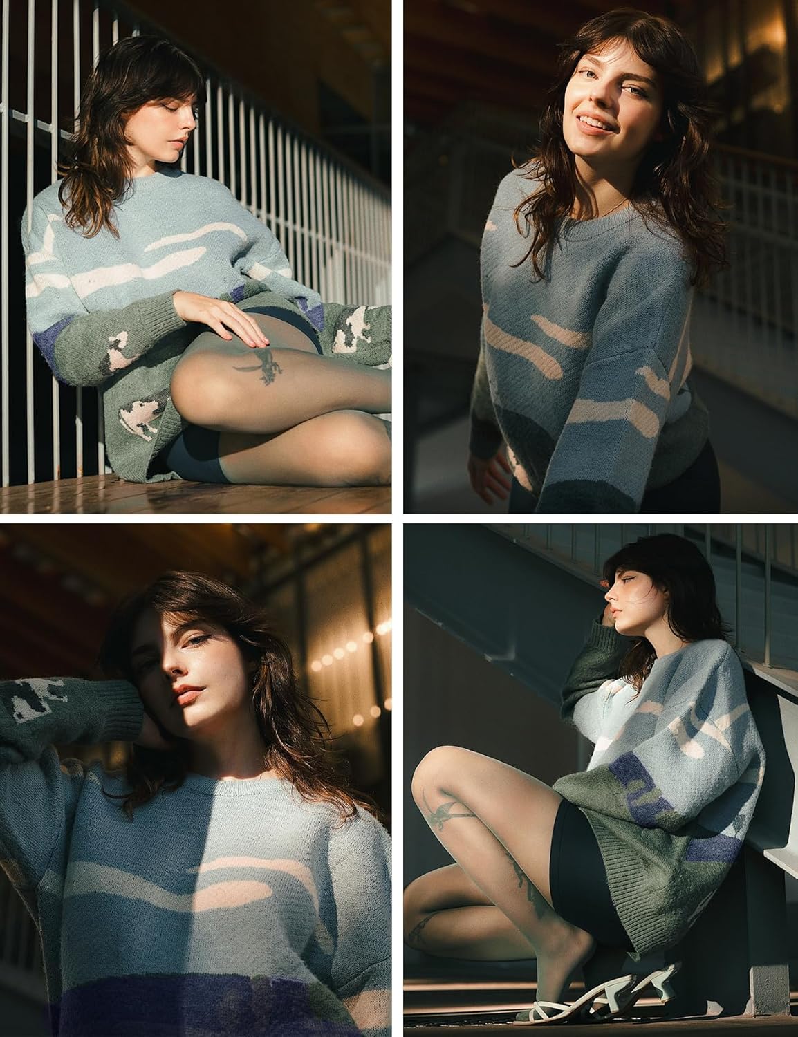 Flygo Men's Cow Sweater Harajuku Oversized Sweaters Chunky Casual Knit Pullover Jumper Fall Winter Fashion - Image 7