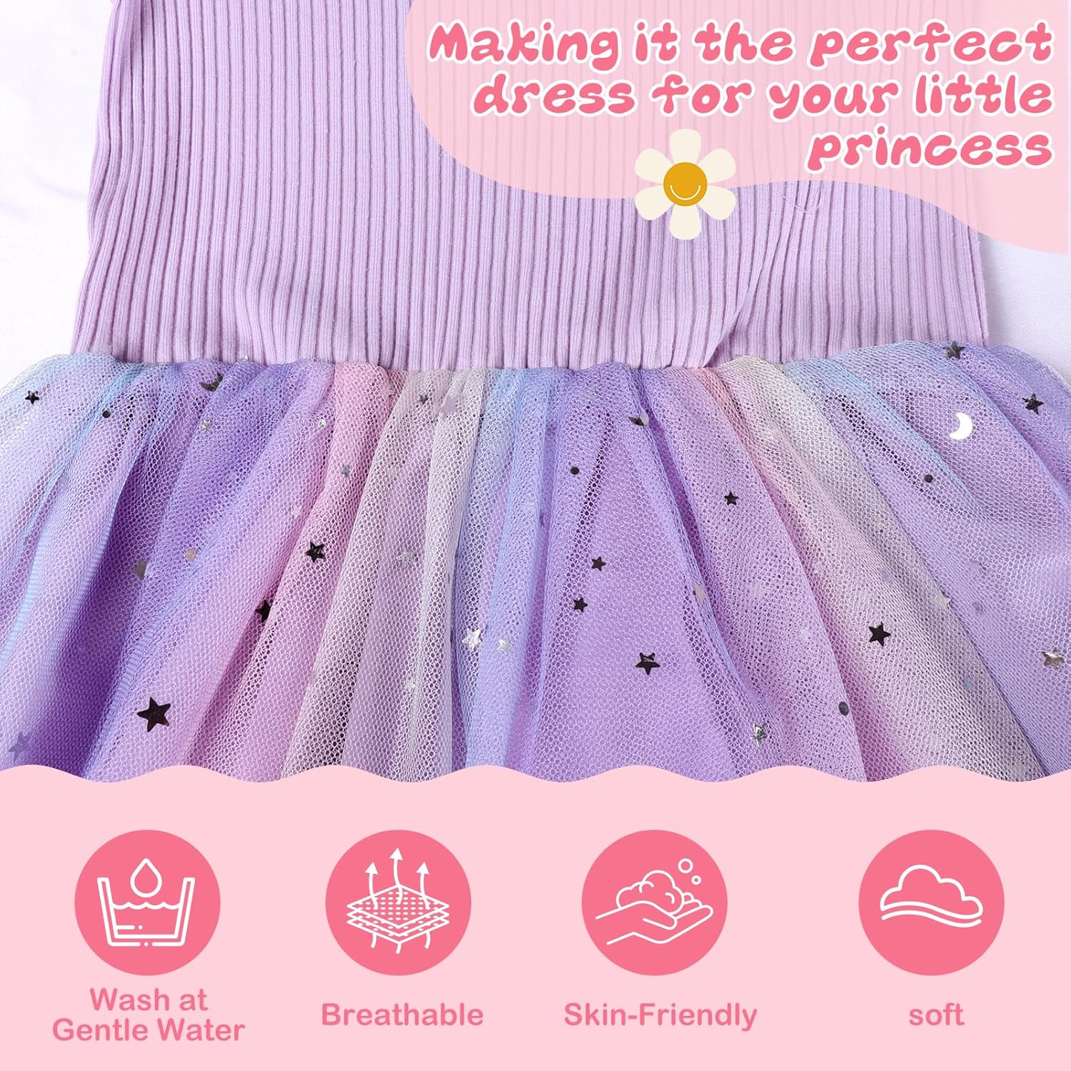 Toddler Girls Long Sleeve Tulle Dress, Sequin Girls Tutu Puff Princess Dresses for Christmas Wedding Birthday Party 2-7Y - Image 5