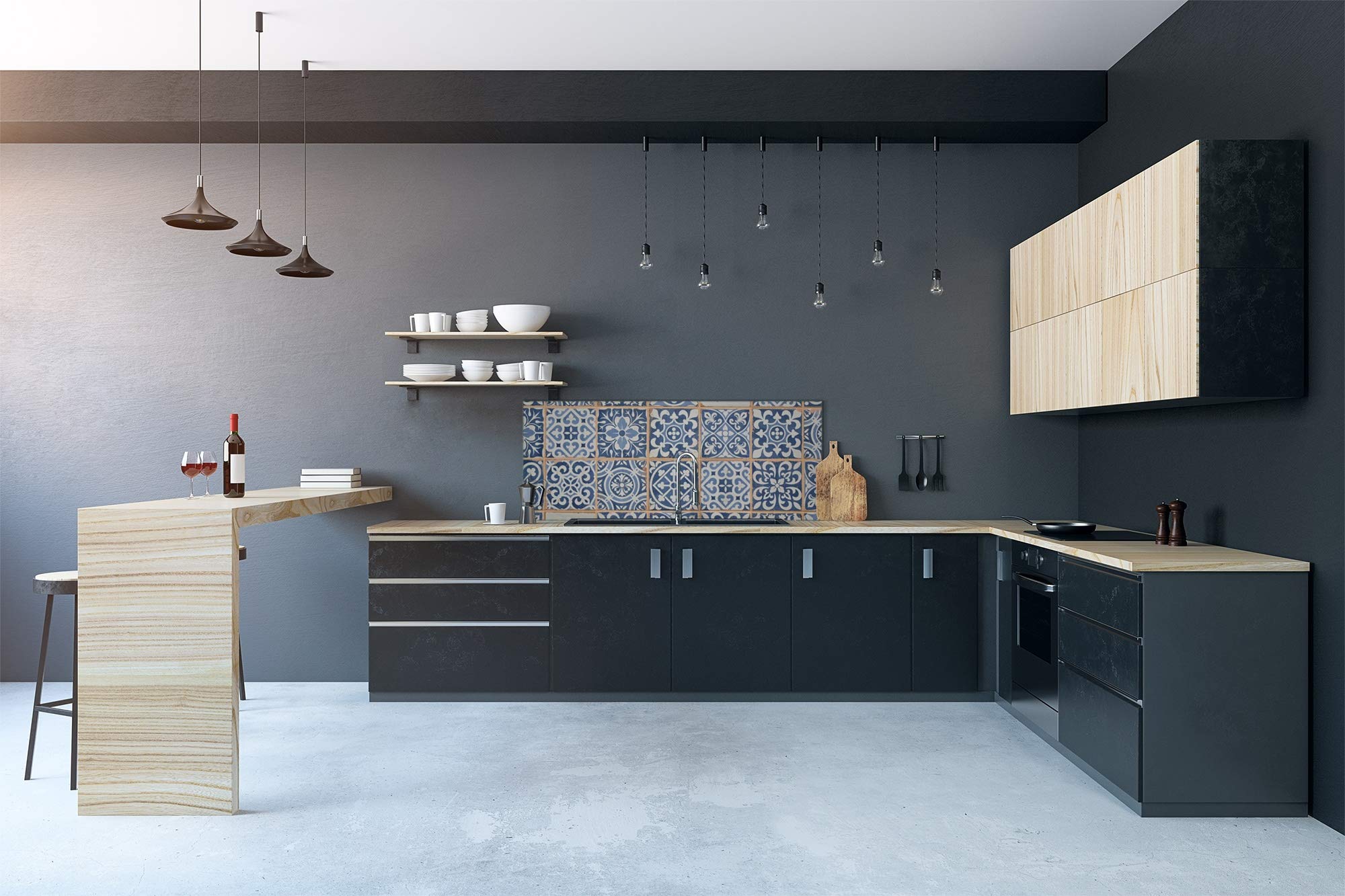Pannello cucina moderno in vetro - Schienale per pareti di grande formato BBS09