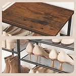 HOOBRO 6-Tier Staggered Shoe Rack, Entryway Shoe Organizer with Particleboard Surface Shelf and Metal Frame, for Hallway, Entrance, Closet Storage, for Boots, Heels, Sneakers, Rustic Brown BF35XJ01