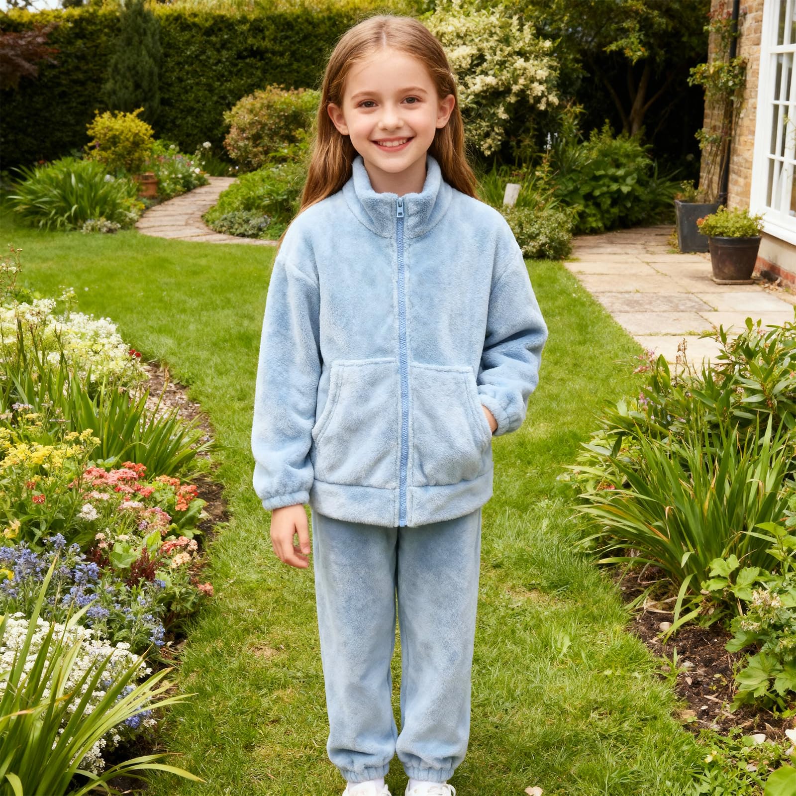 Valcatch Felpa e Pantaloni in Flanella per Ragazze e Ragazzi Set di 2 Pezzi Tuta Bambini Autunno Inverno Pantaloni Jogger Set Tuta Morbida e Calda in Pile