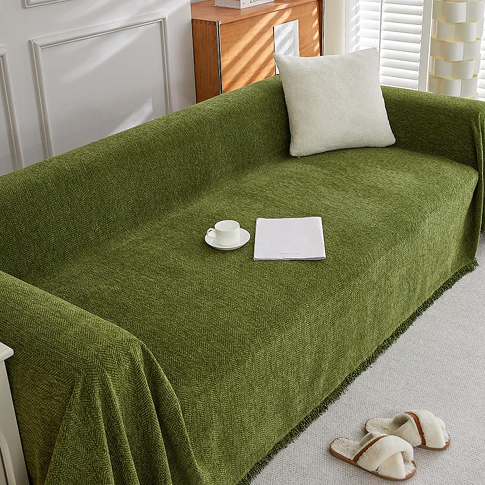 Housse de canapé chenille lavable pour chiens et animaux domestiques - Protection antidérapante en fourrure - 90 x 90 cm