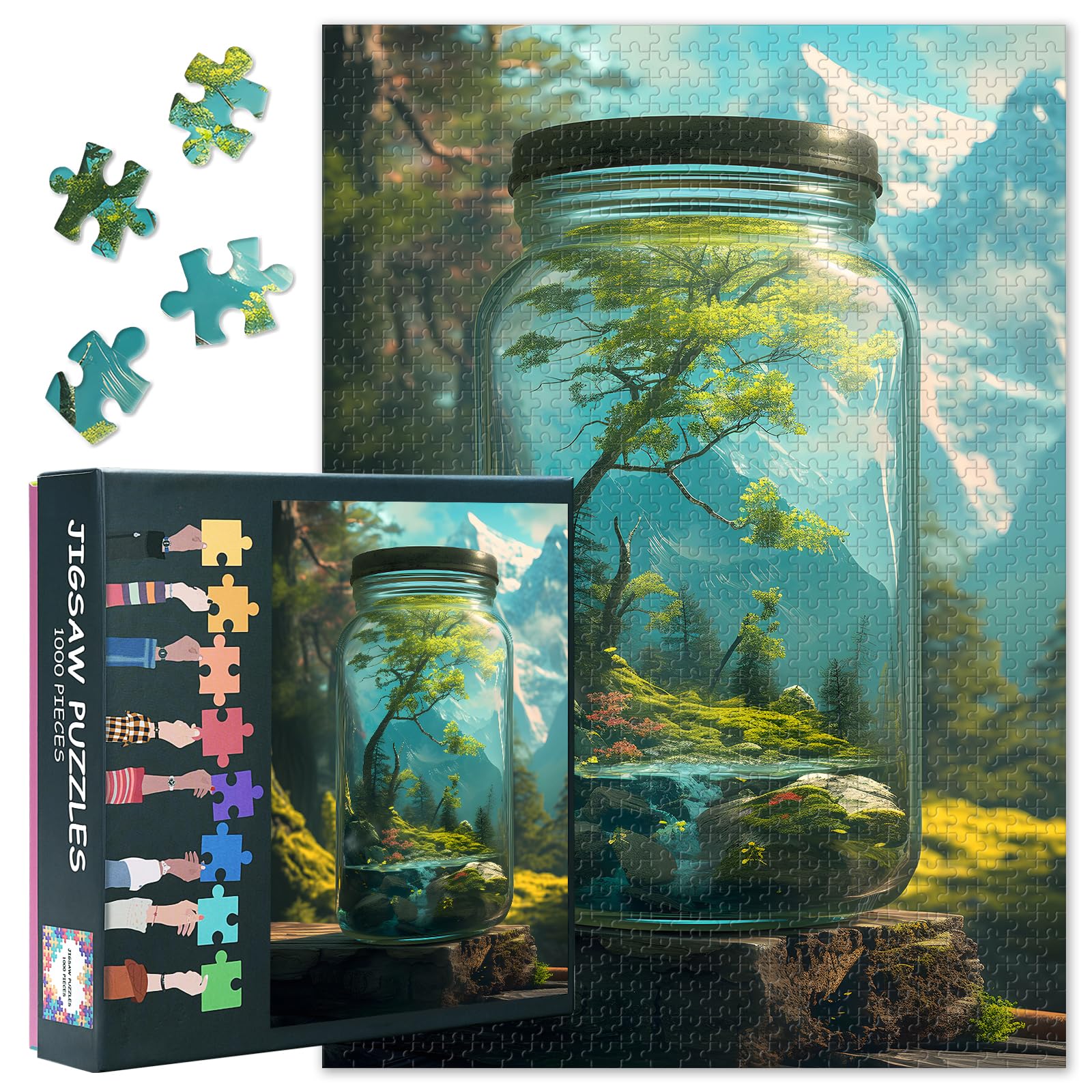 Puzzle sztuka do dekoracji domu, szklane szkło, z widokiem na góry, puzzle, 1000 sztuk dla dorosłych, trudne wyzwania, butelka i krajobraz, puzzle dla dorosłych, prezenty 50 x 70 cm