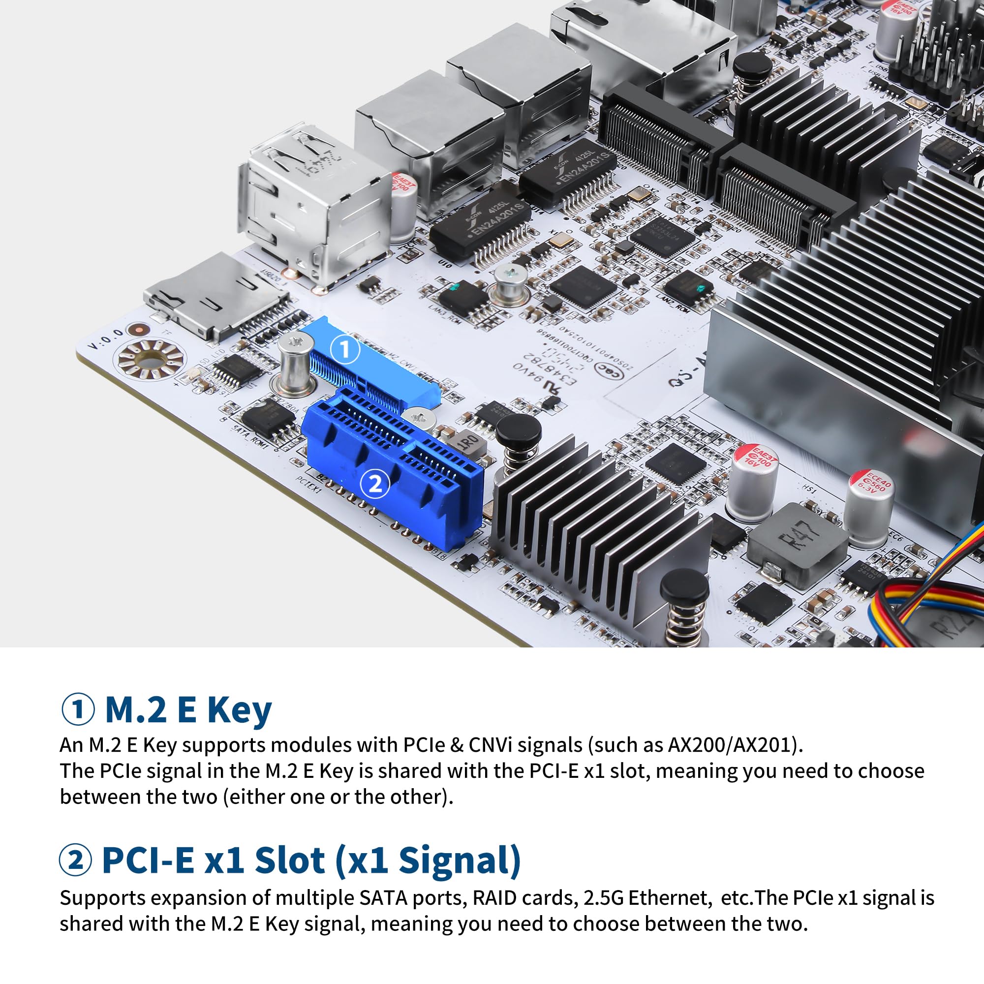NAS Motherboard 8 Bay, 10GbE RJ45 LAN, N150 Mini ITX Mainboard, 2 x NVMe, Dual i226-V 2.5GbE LAN, DDR5 Barebone, USB-C, TF Slot, PCIEx1, HD+DP, 2 x SFF8643 (No Cables)
