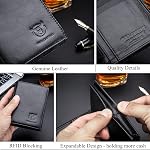 BULLCAPTAIN Large Capacity Genuine Leather Bifold Wallet/Credit Card Holder for Men with 15 Card Slots QB-027