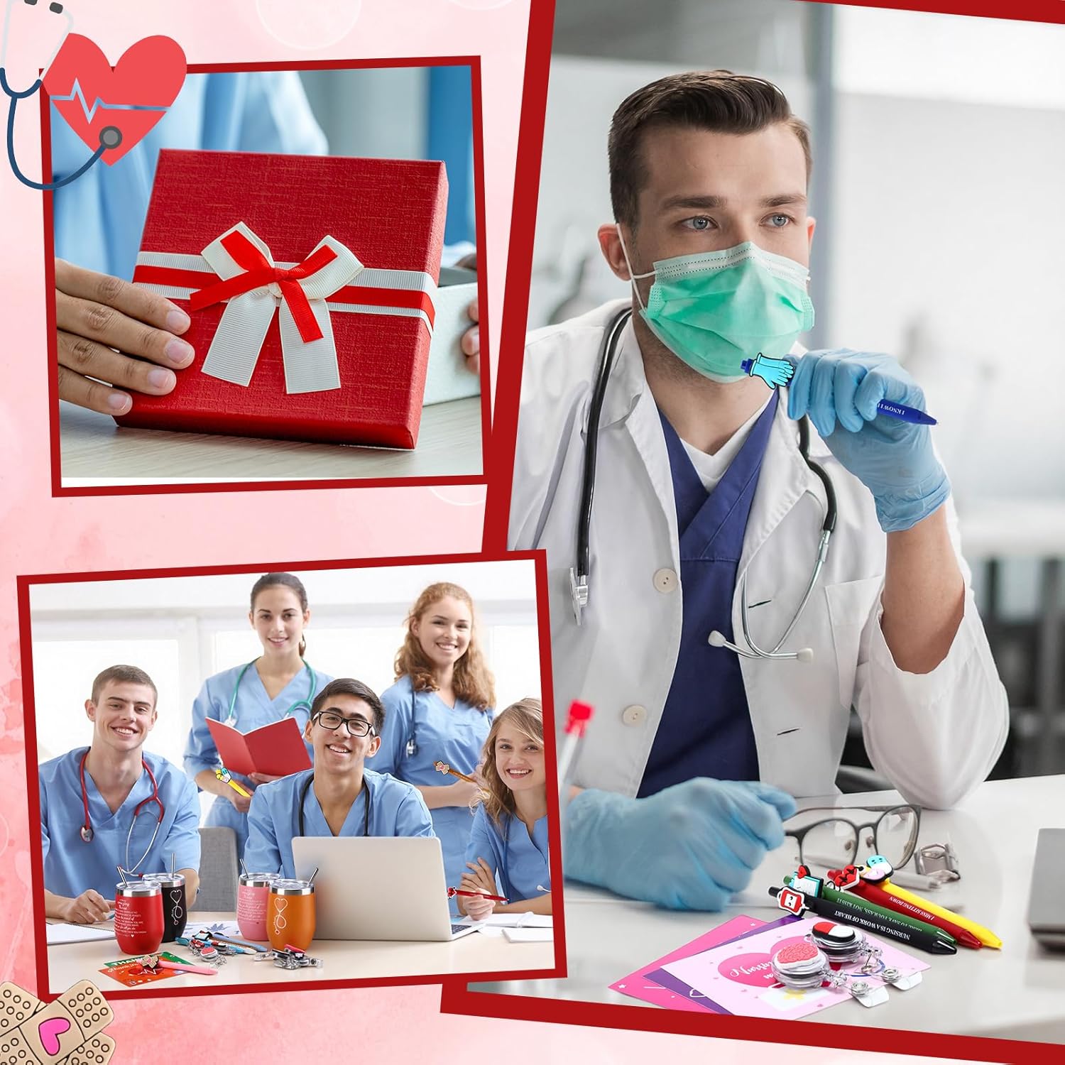 Pickmesh 2026 Nurse Grad Gift Rn Graduation Bulk, Nurse Appreciation Gifts for Women Men 12 oz Insulated Wine Tumbler with Badge Reel Card Pen Bag for Nursing Student Class(Multicolor-12 Sets,72 Pcs)