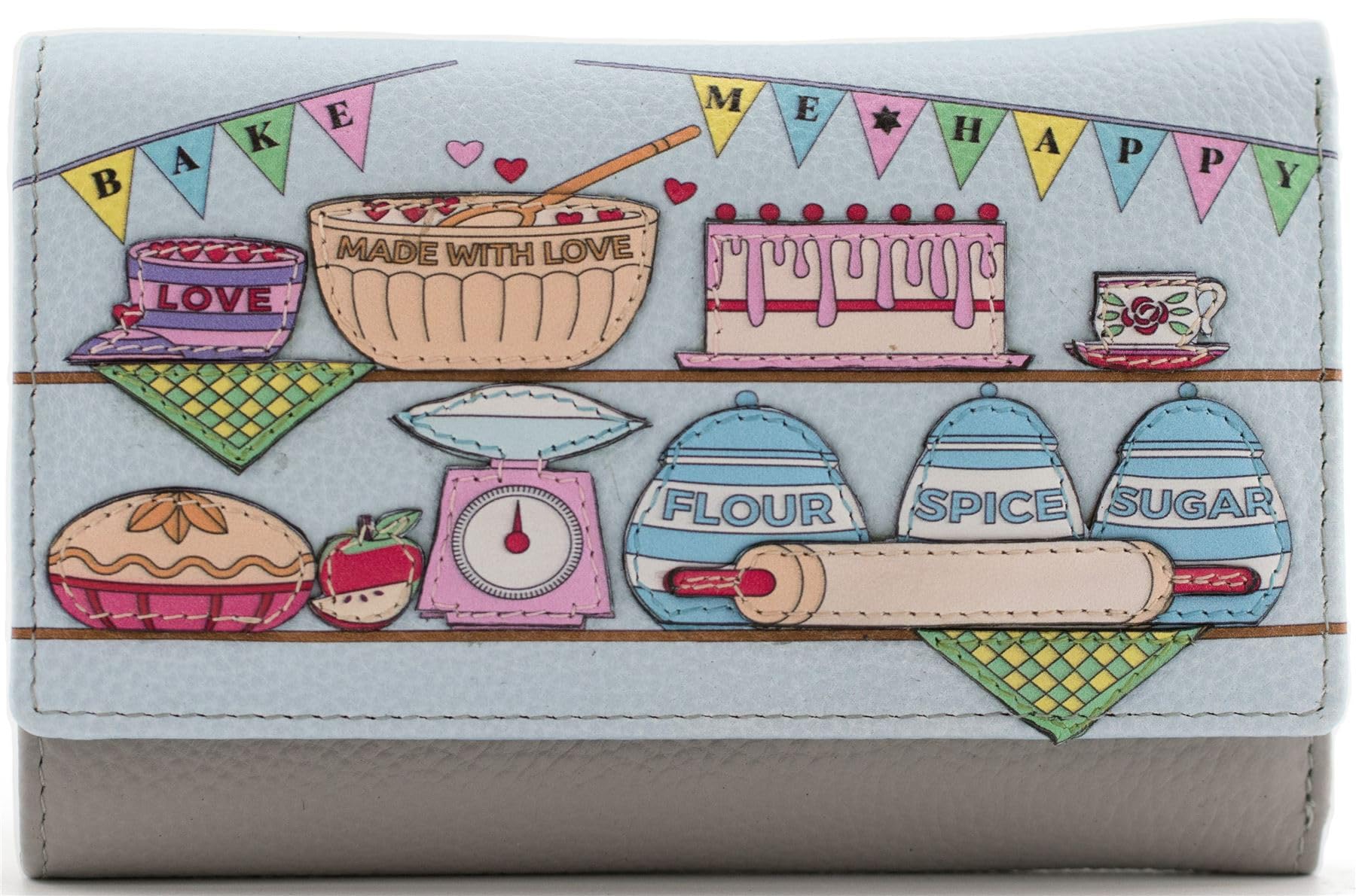 Mala Leather Bake Me Happy Collection - Cartera de piel con bloqueo RFID 3656_19, gris, Talla única