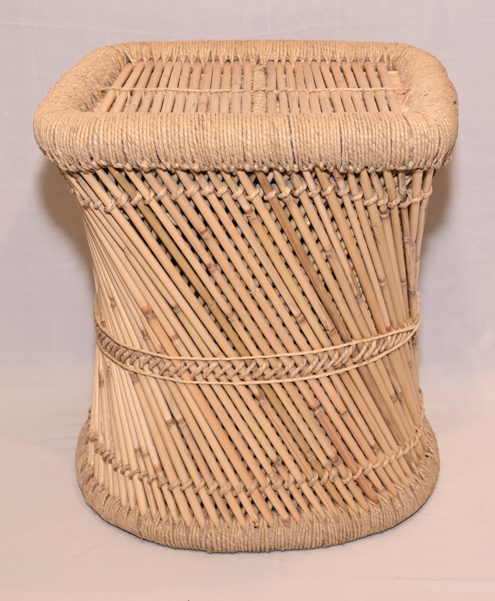 Tabouret en bambou KAM Home 44x44x48 cm pour assise intérieur et extérieur