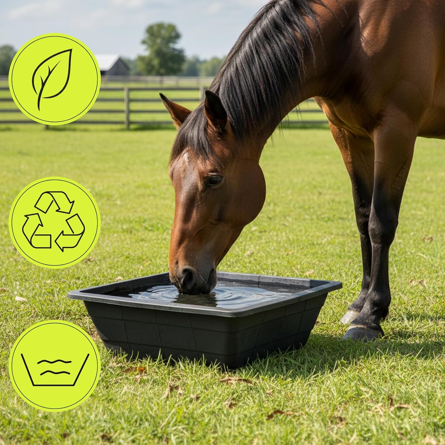 4 Pcs Rubber Feeder Pan,3 Gallon Horse Feed Bucket Utility Feed Bucket,Large Utility Heavy Duty Horse Trough Feeder for Pig Goat Chicken Dogs Farm Small Animal