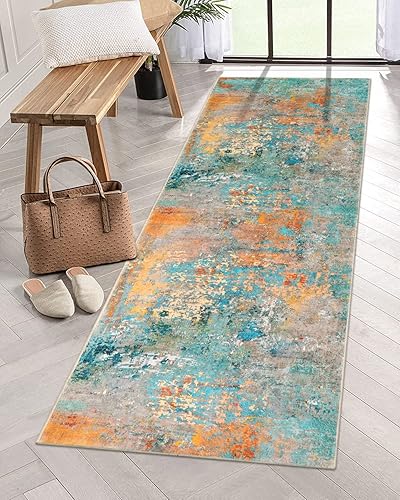 Miniatura 4 de Lahome Alfombra abstracta moderna  2 x 3 pulgadas, pequeña, lavable, colorida, alfombra de entrada suave, antideslizante, contemporánea, alfombra