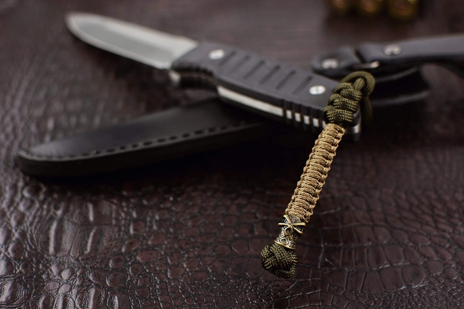 Grand Way Army Green Knife Lanyard – Utility Survival Gear Paracord – Tactical Knife Paracord Lanyard with Ninja Bead – Military EDC paracod Lanyard - Gifts for Men : Sports & Outdoors