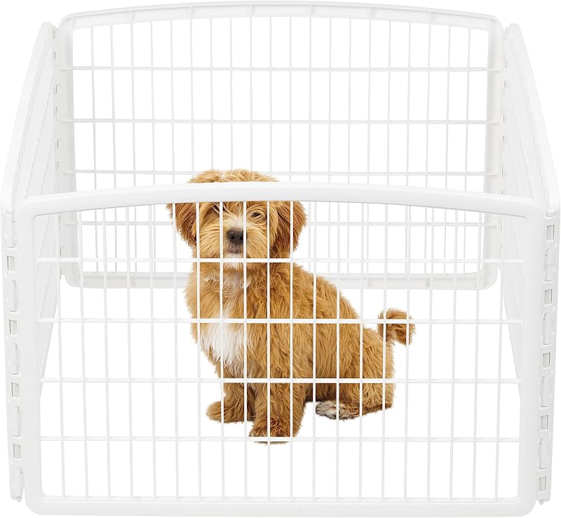 Cercadinho para Cães IRIS USA com 4 Painéis de Plástico Moldado Cinza-escuro