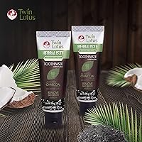 Vista 3 de Twin Lotus Pasta de dientes de carbón activado, blanqueamiento de dientes a base de hierbas, sin flúor y sin SLS para dientes sensibles, pasta