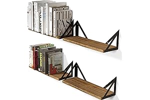 Minori Floating Bookshelf: Add Style to Any Room with Rustic Wood and Industrial Charm
