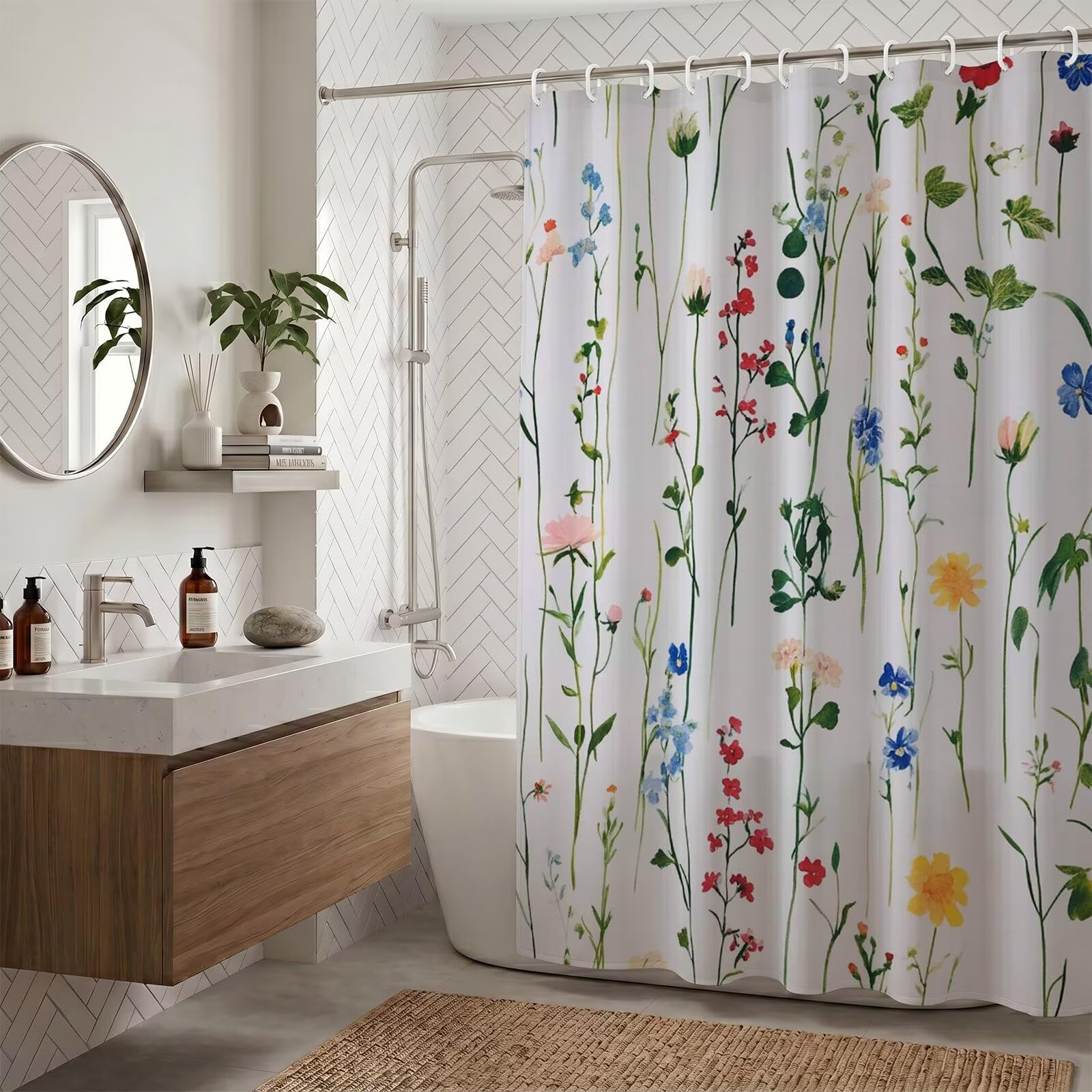 Rideau de douche 130x170cm lavable pour baignoire sans éclaboussures