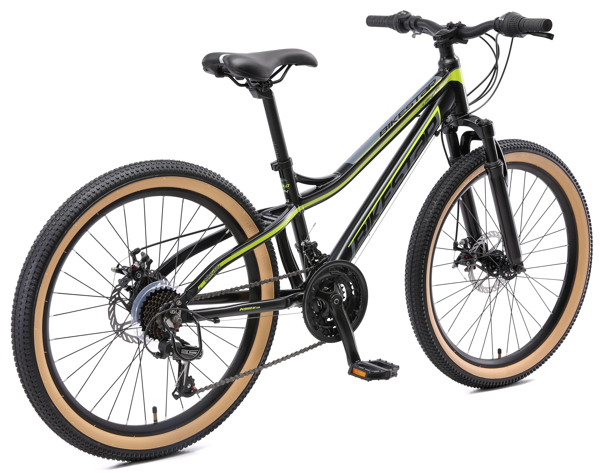 BIKESTAR Bicicleta de montaña de Aluminio Bicicleta Juvenil 24 Pulgadas de 10 a 13 años | Cambio Shimano de 21 velocidades, Freno de Disco, Horquilla de suspensión | niños Bicicleta