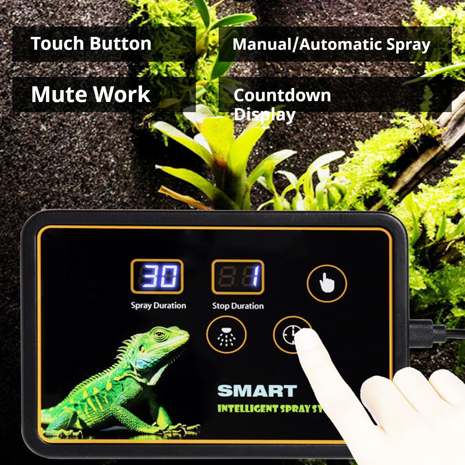 Humidificadores de reptiles, sistema de nebulización inteligente, humidificador inteligente para reptiles, humidificador de terrarios con boquillas de nebulización ajustables de 360°, kit de
