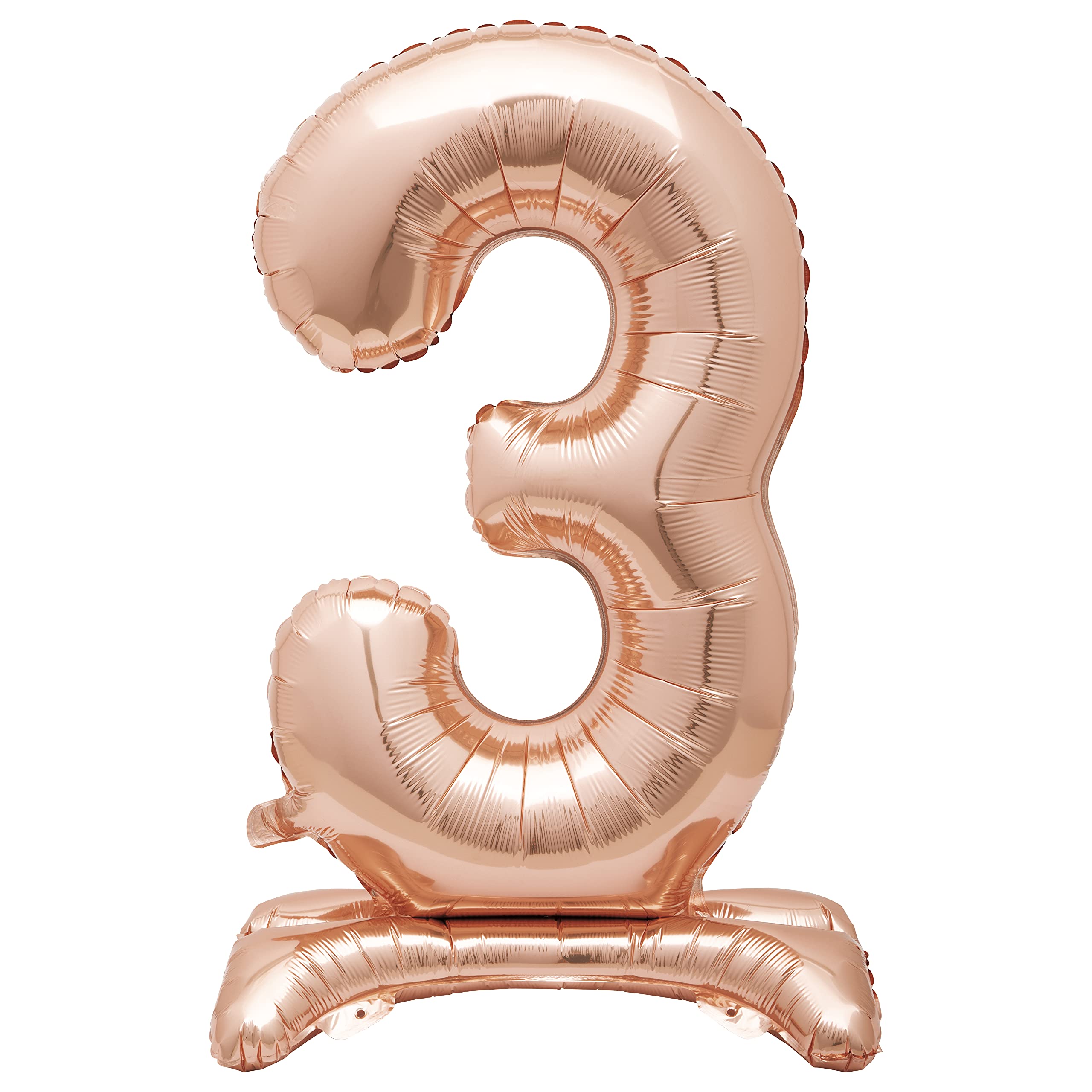 3 - Shaped Rose Gold Foil Balloon (76cm) - Stunning Free-Standing Party Decor - Perfect for Memorable Milestone Events - 1 Pc
