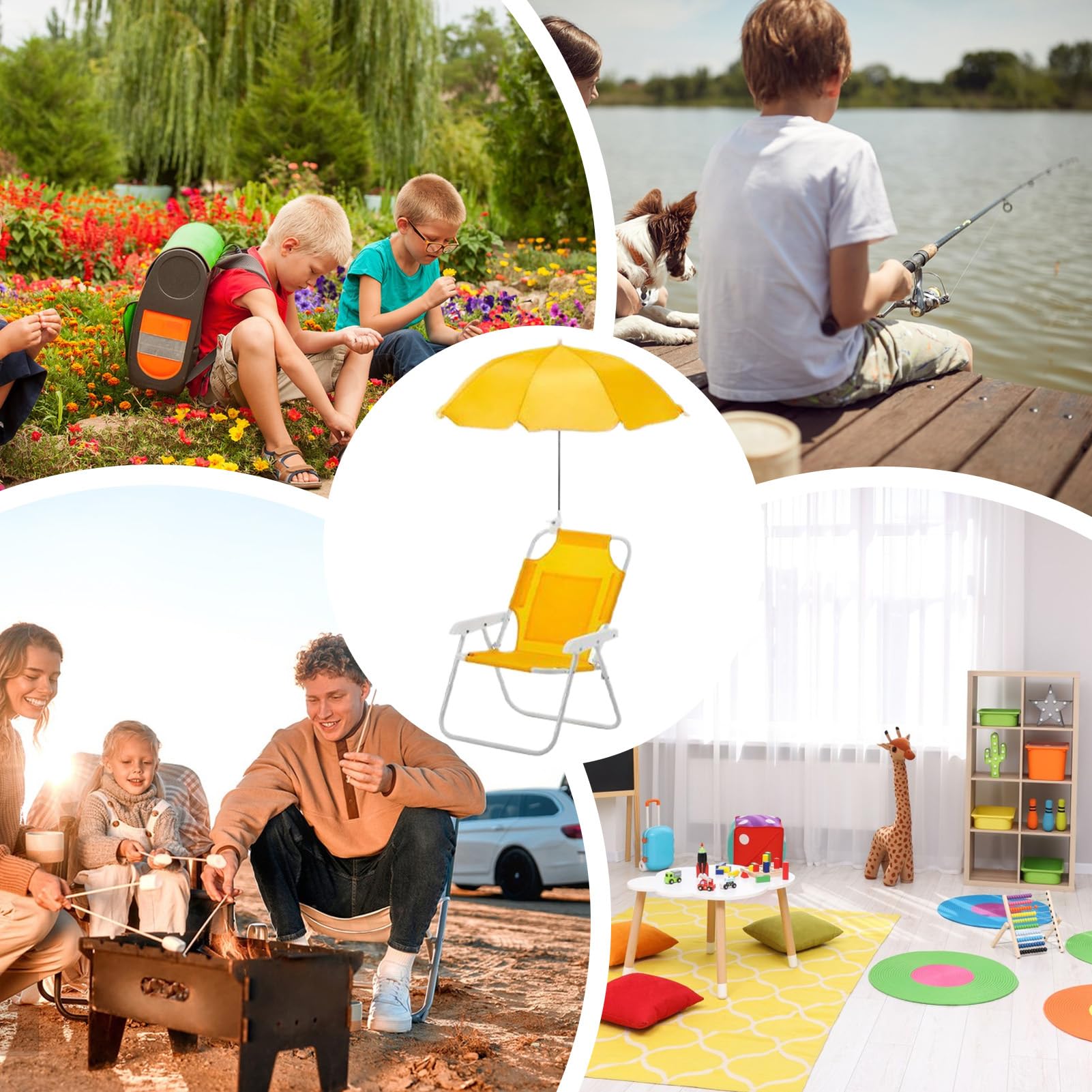 Chaise de plage pliable pour enfants - Chaise pliante inclinable avec parasol, siège résistant pour voyage, pique-nique, extérieur, jardin, piscine