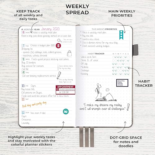 Miniatura 4 de Clever Fox - Agenda semanal de bolsillo - Agenda de metas mensuales y calendario para aumentar productividad, perfecta para bolso Tamaño 3.7" x 6.7