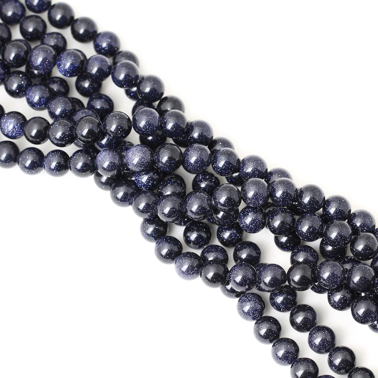35PCS 10mm Natural Blue Sandstone Gemstone Round Loose Beads Stone Beads for Jewelry Making DIY Findings 1 Strand 15" - Image 4