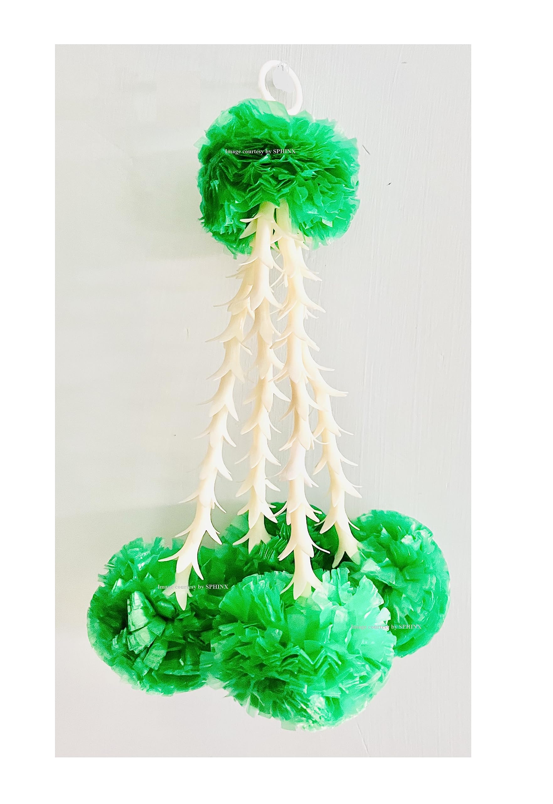 SPHINX Artificial Marigold & Rajnigandha Tassles, Clustered strings, Decorative Latkans,Easy Simple Backdrop Hangings for Decorations -Green (4L) Approx 20 cms height, 20 Pieces