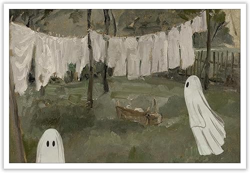 Lienzo vintage con diseño de fantasma, arte de pared de moda, pósteres divertidos de Halloween, impresiones artísticas de Halloween, pintura de
