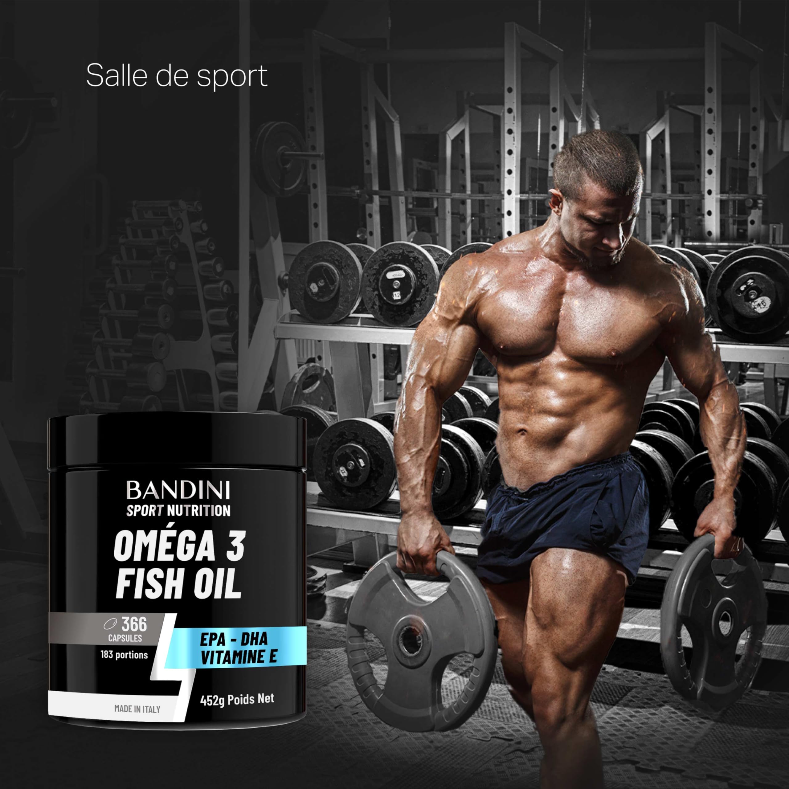 Bandini® OMEGA 3 Huile de Poisson 2000mg, 366 Gélules (180 Jours)- EPA DHA | 600mg de Triglycérides bio-actifs EPA et DHA, Oméga 3 pour cerveau, cœur | Sans arrière-goût et Odeur - Pur, Biodisponible