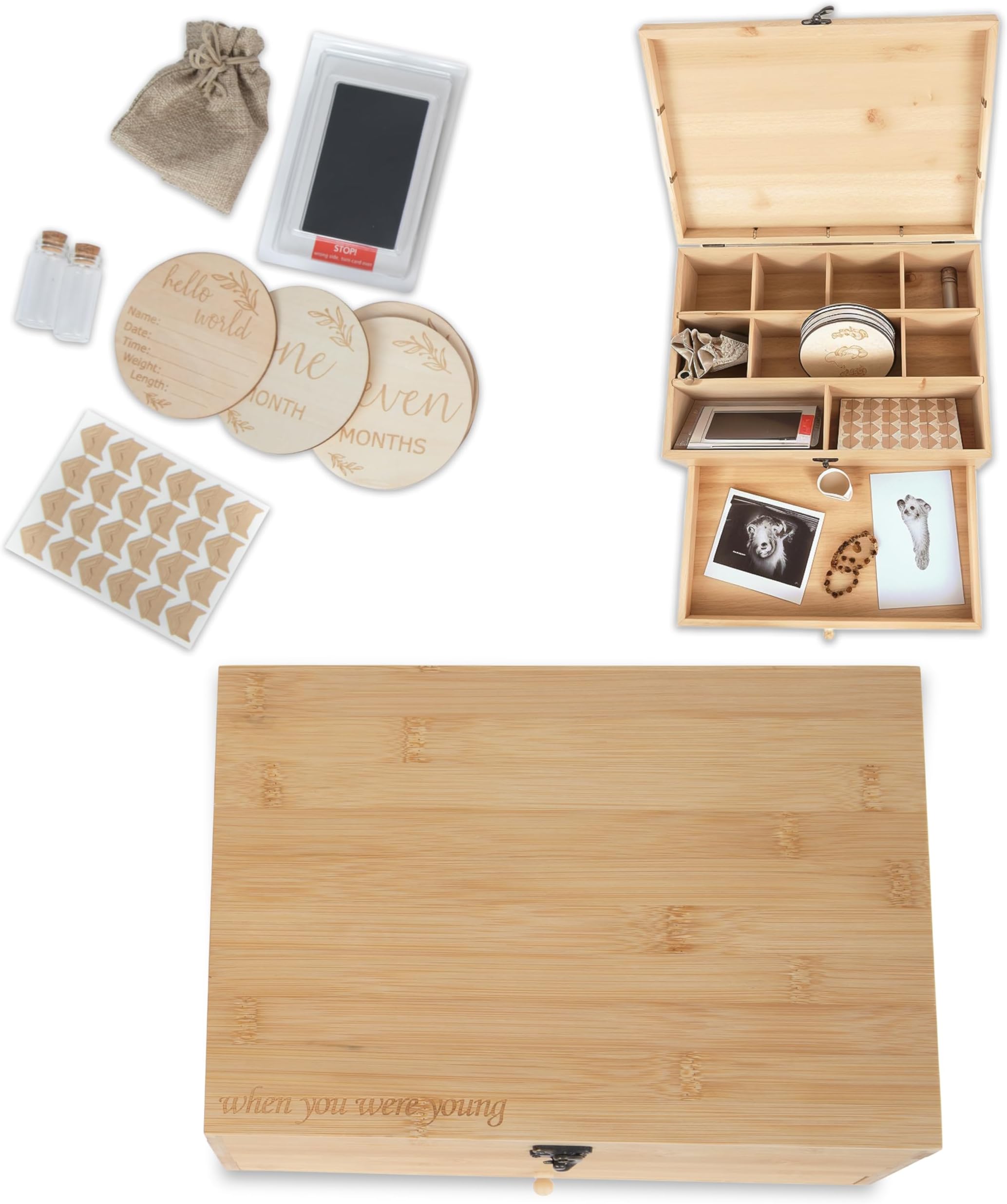 Personalised Baby Boy Wooden Memories Keepsake Box Vintage Style CG1307B-PER | UK - Foto 12