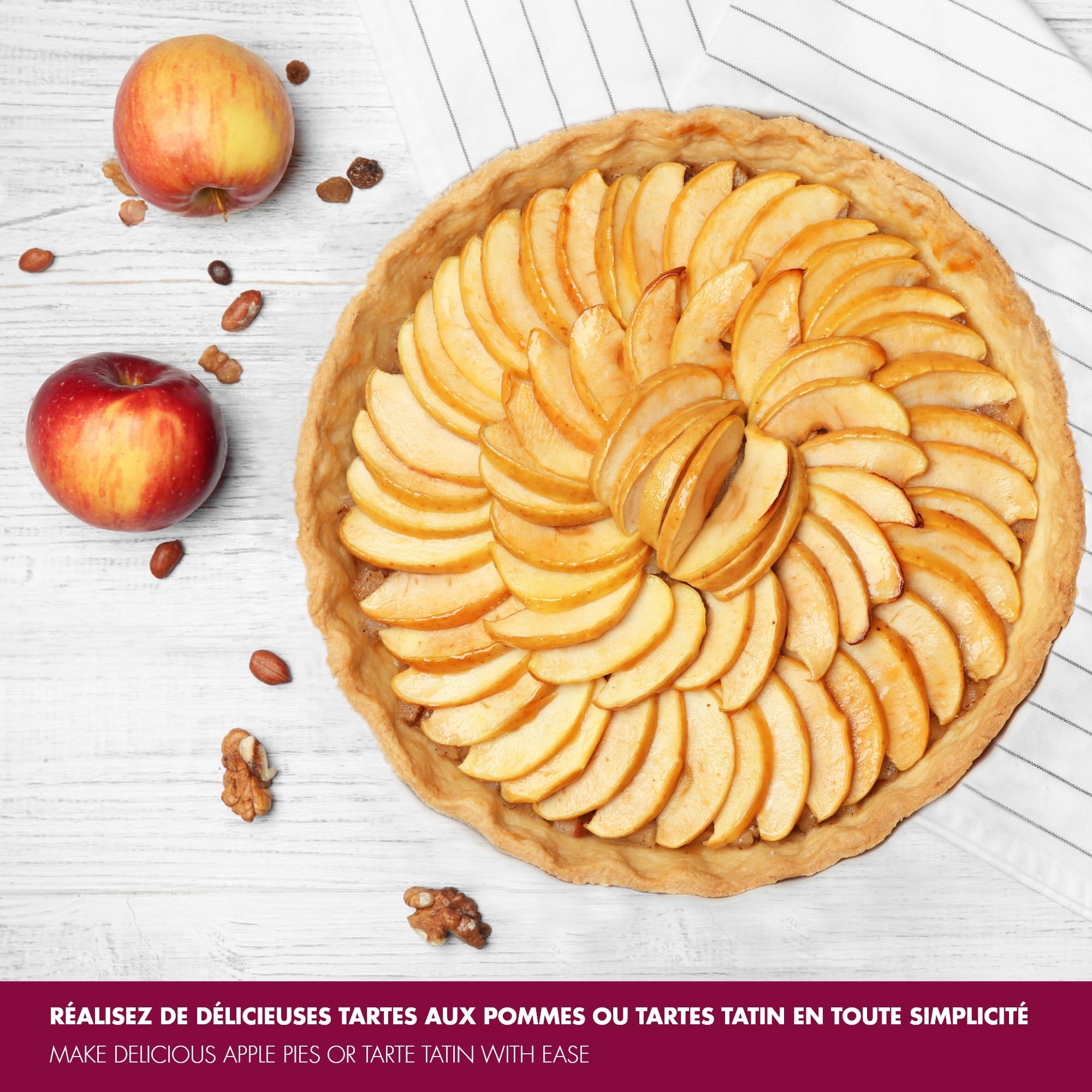 Gobel - Kit 1001 tartes - 1 Tourtière ronde cannelée Ø 28 cm - 6 Tartelettes rondes cannelées Ø 10 cm - 1 Pèle-pommes La Bonne Graine