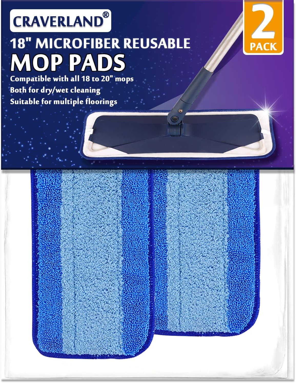 Microfiber Cleaning Pads Compatible with Bona Mops(2 Pack