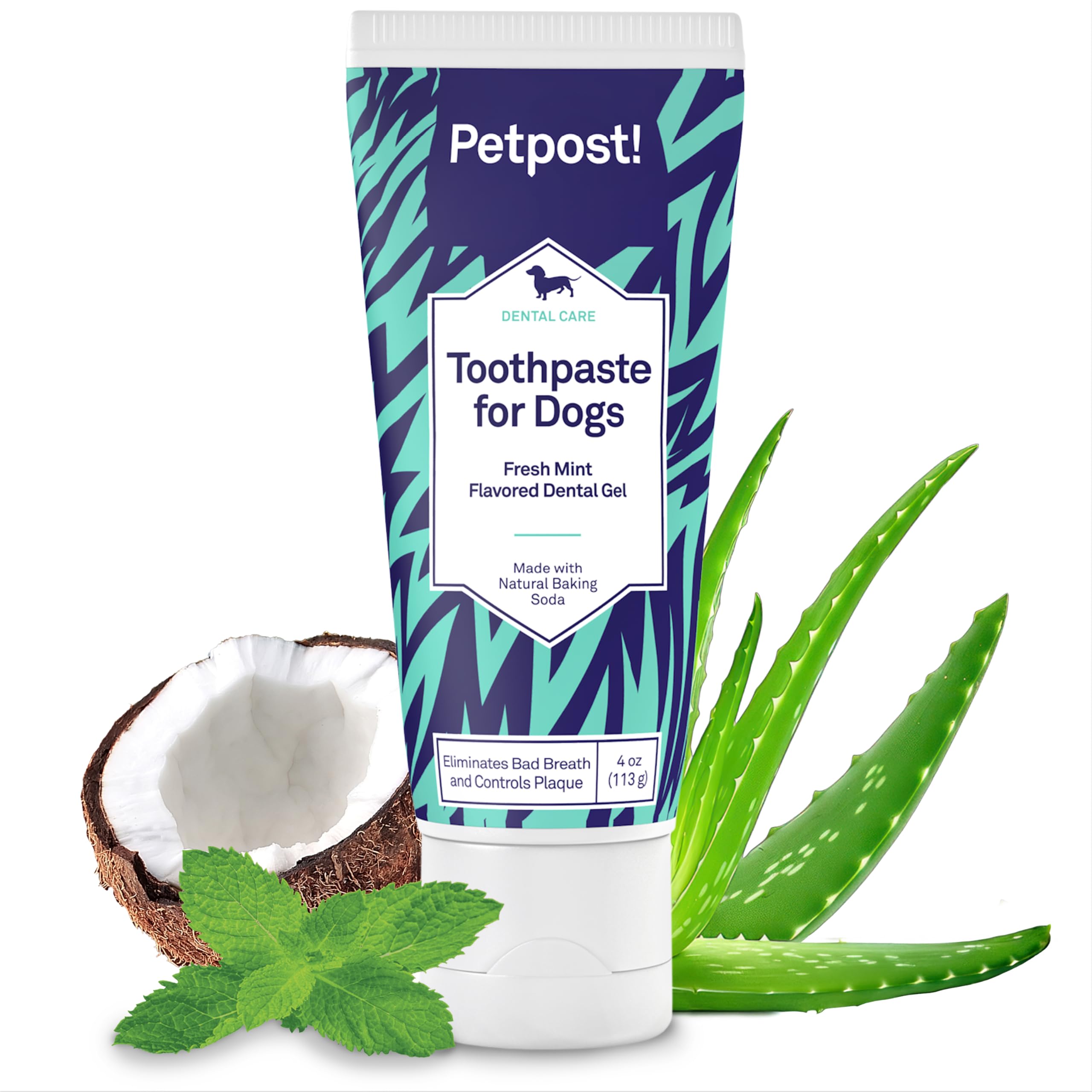 Petpost | Toothpaste for Dogs - Coconut Oil and Baking Soda Based Dental Gel That Naturally Eliminates Bad Breath - Dirt, Gunk, and Tooth Buildup Gone - Mint Flavor 4 oz.