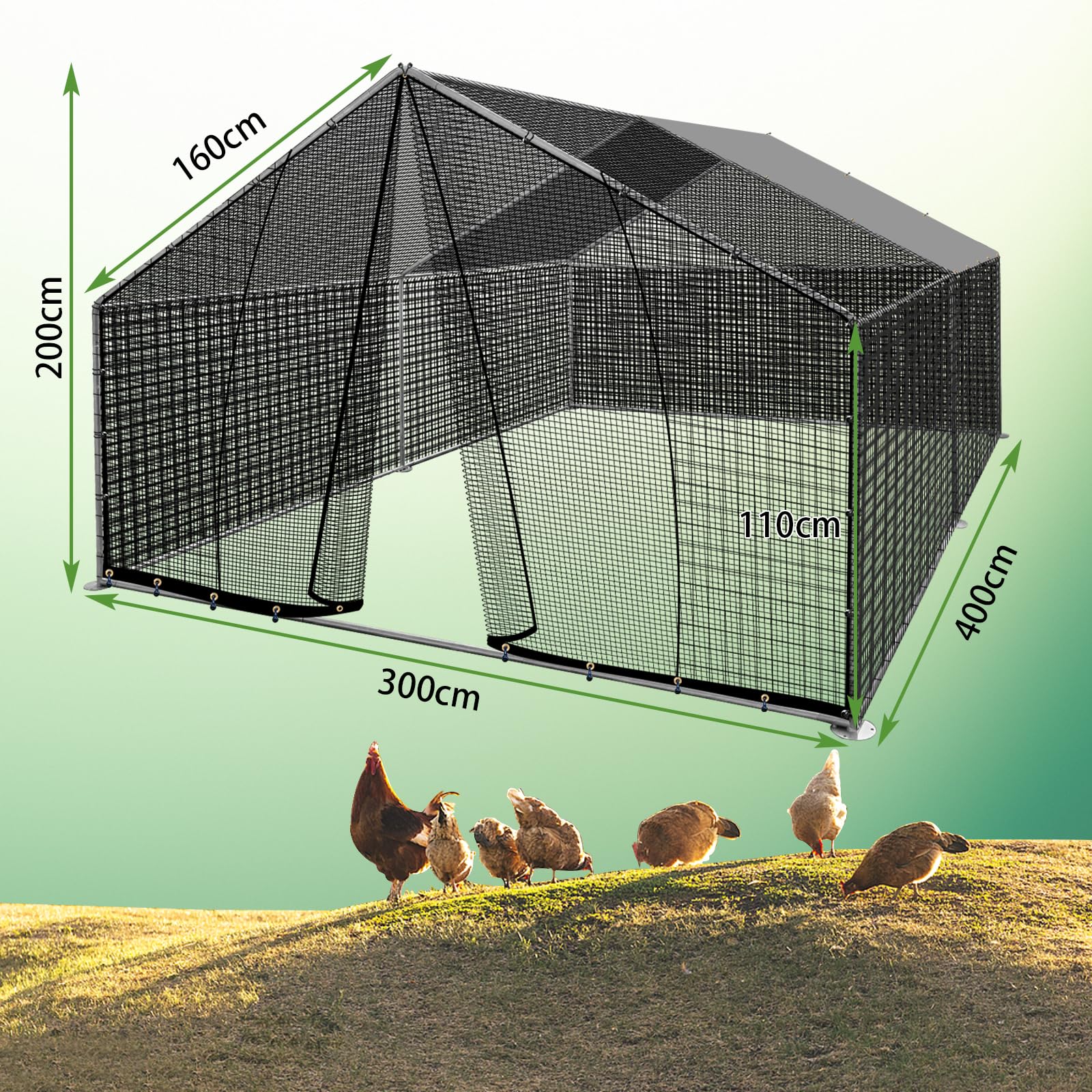 Kapler Kurnik zewnętrzny ocynkowany kurnik 4 x 3 x 2 m-XL z kurczakiem z materiału zimowego