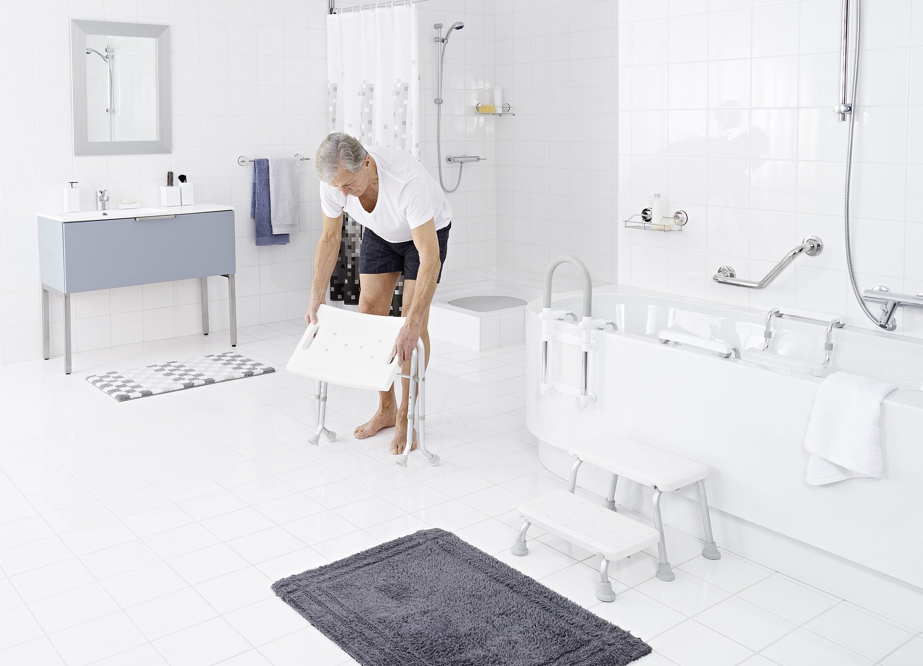 Ridder A0050301 - Taburete Plegable para el baño, Color Blanco