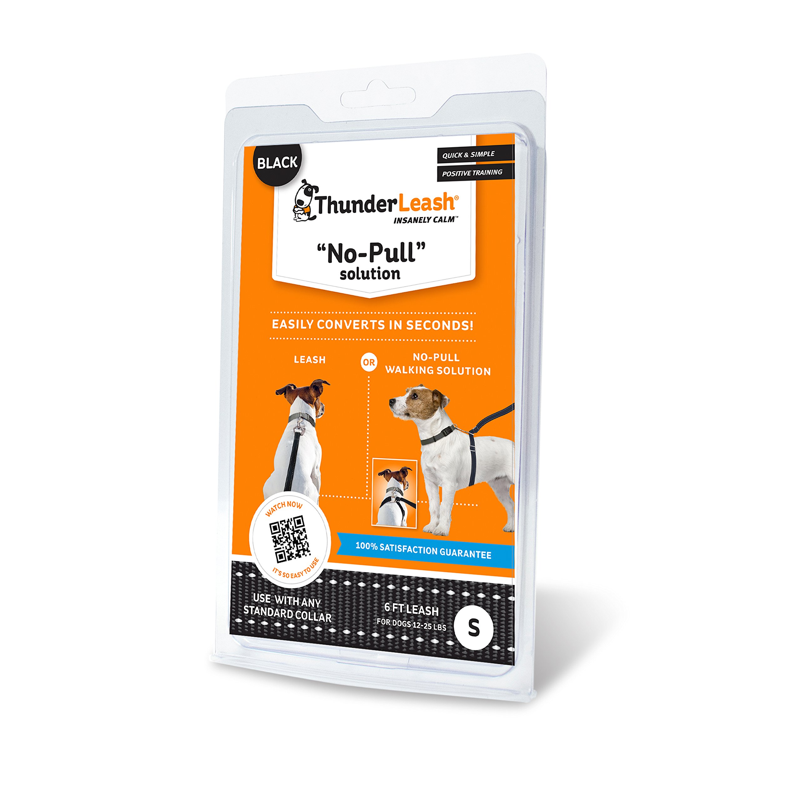 ThunderLeash No-Pull Dog Leash (Small (12 to 25 lbs), Black)