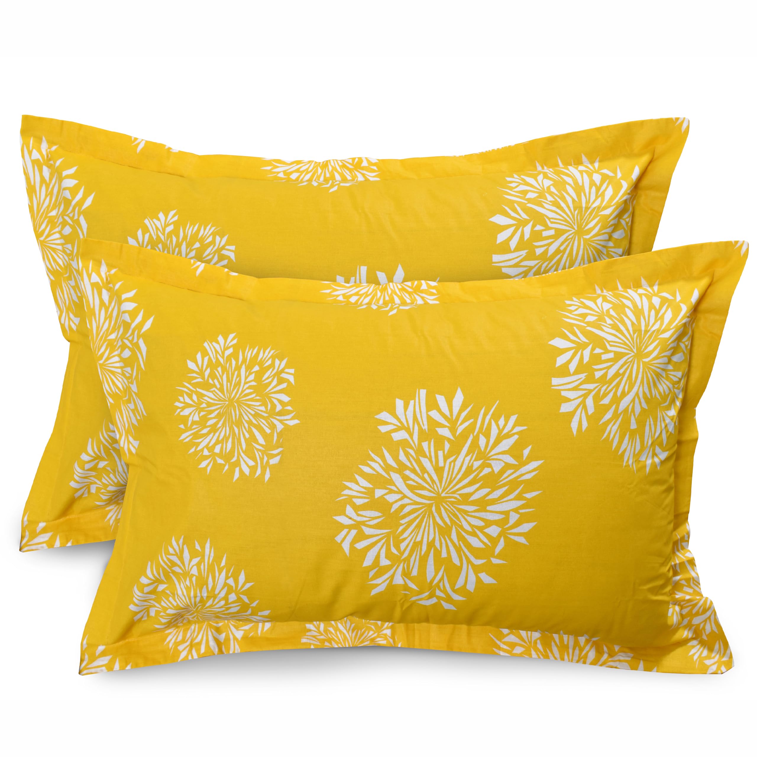 Huesland by Ahmedabad Cotton 144 TC Cotton Pillow Covers Set of 2 - Yellow-picture-20