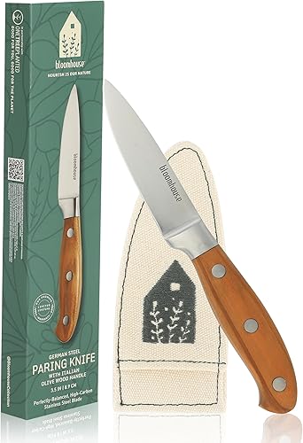Oprah's Favorite Things - Cuchillo de pelar de acero alemán de 3.5 pulgadas con mango forjado de madera de olivo italiano