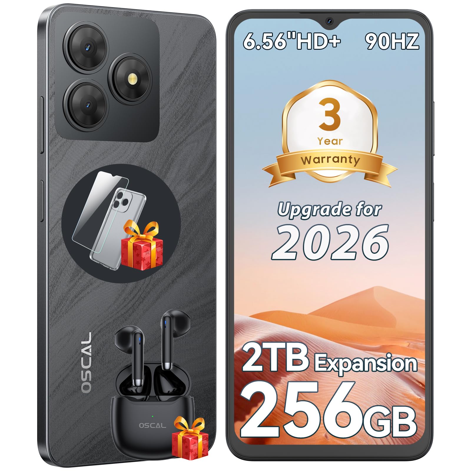 OSCAL FLAT 2 Mobile Phones 2026, Android 15 Smartphone, 12+256GB