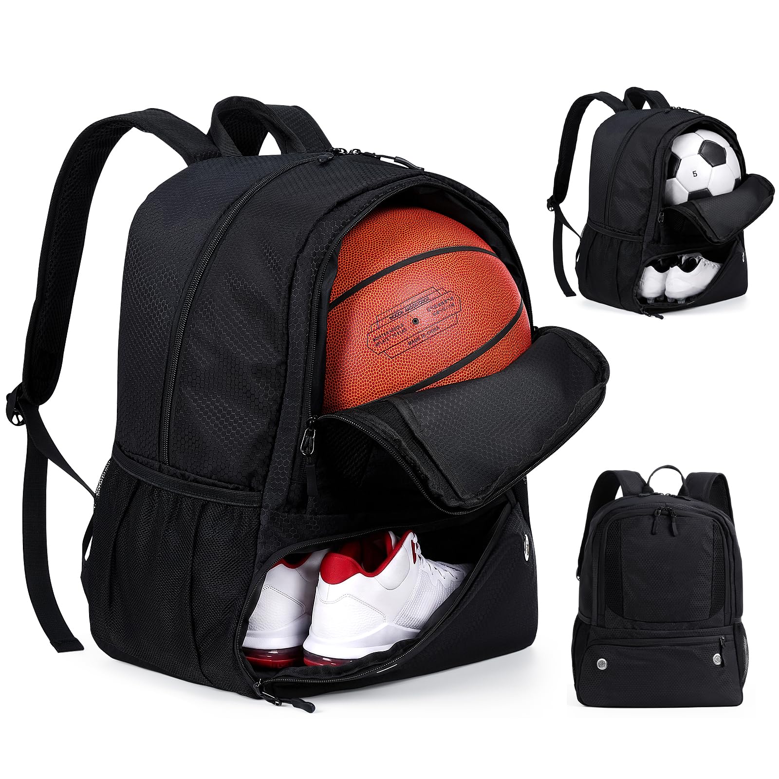 Mochila para fútbol, mochila multifuncional de 35 litros con compartimento inferior; bolsas deportivas impermeables aptas para balones de fútbol, voleibol, fútbol americano y otros deportes de