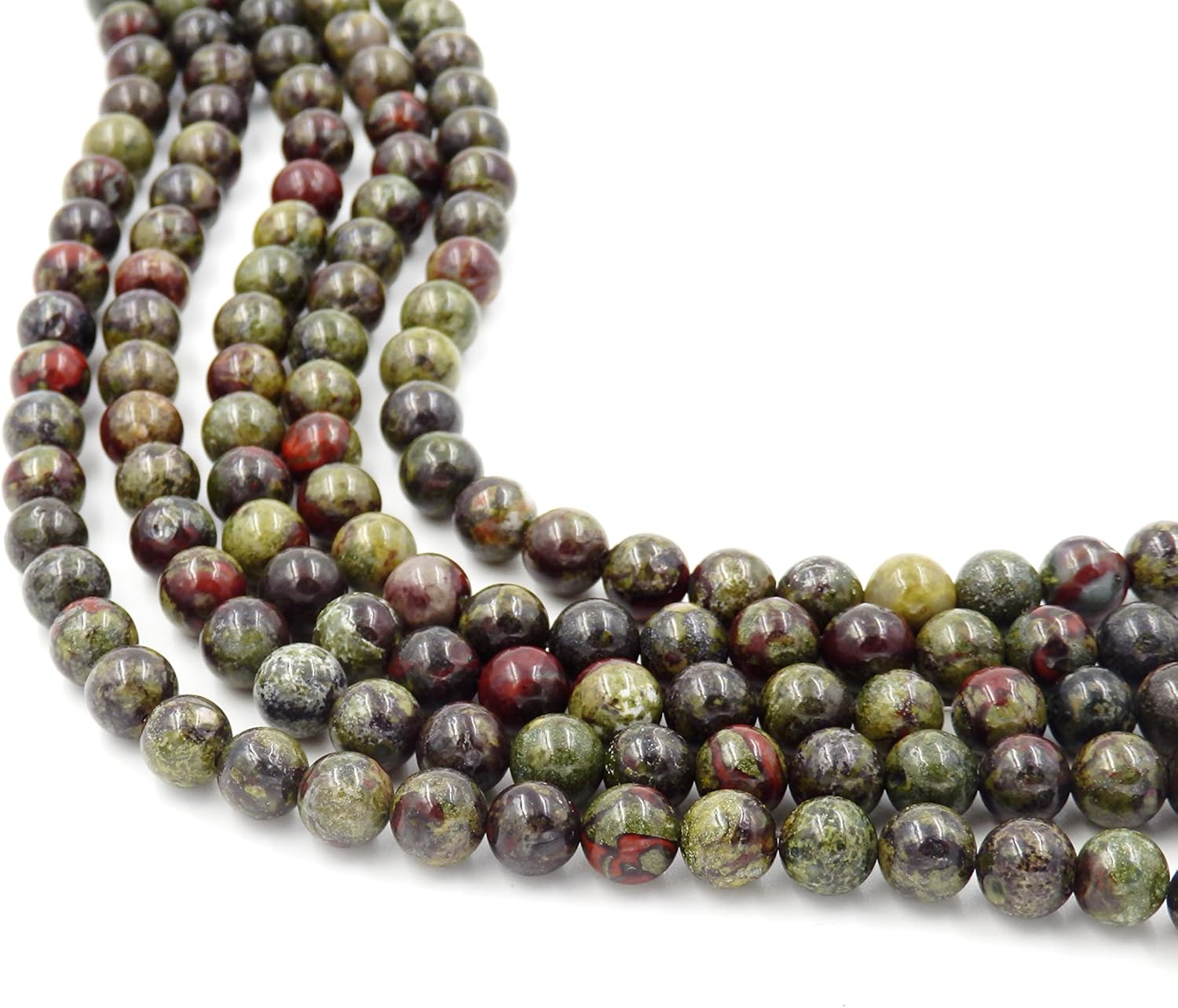 Malahill semiprecious Stone Beads for Jewelry Making, Sold per Bag 5 Strands Inside, Russia Bloodstone 8mm