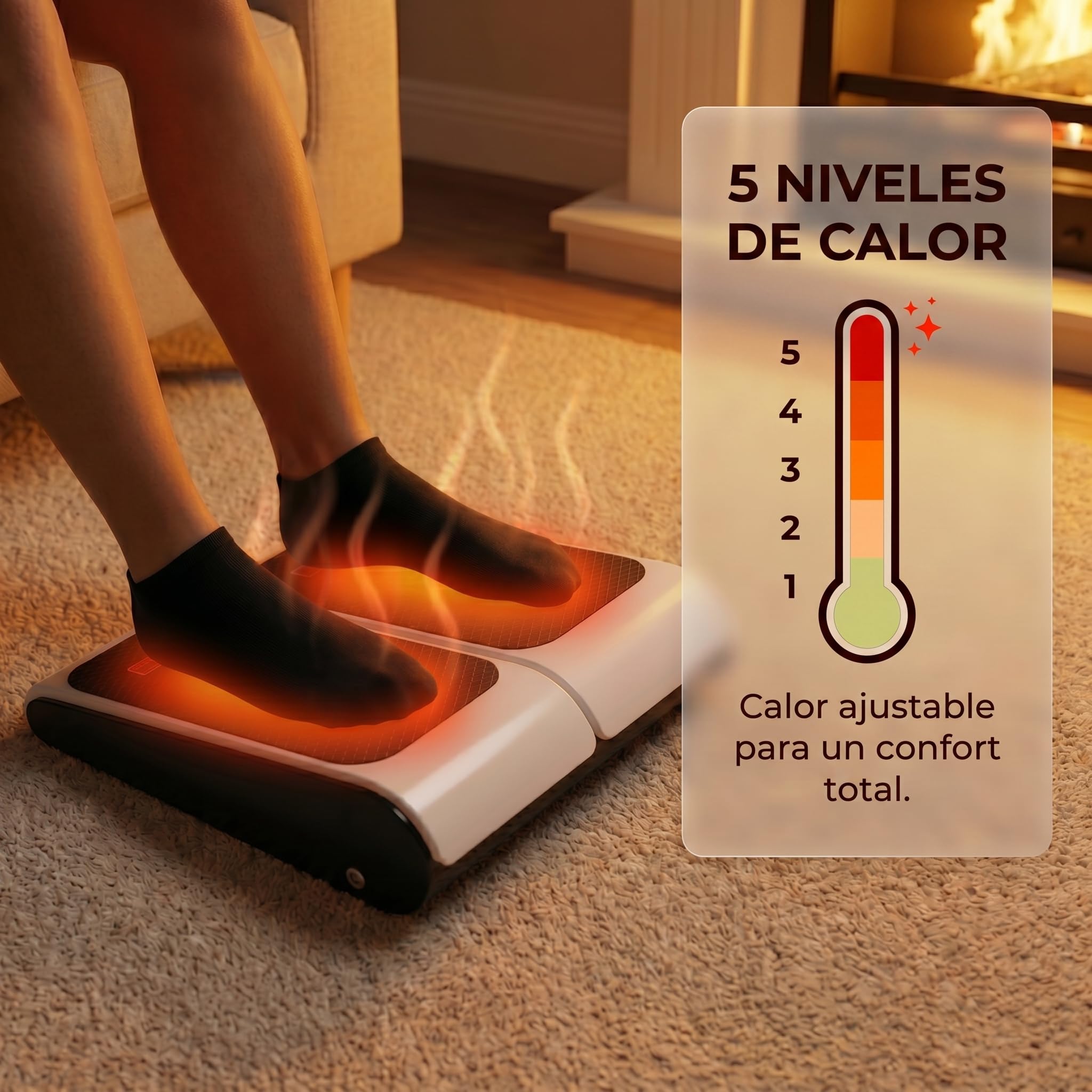 ECODE® Masajeador de Pies y Piernas con 10 Niveles de Vibración y Calor | Simulador de Pasos para Personas Mayores para Aliviar Dolor | Alivia Tobillos Hinchados