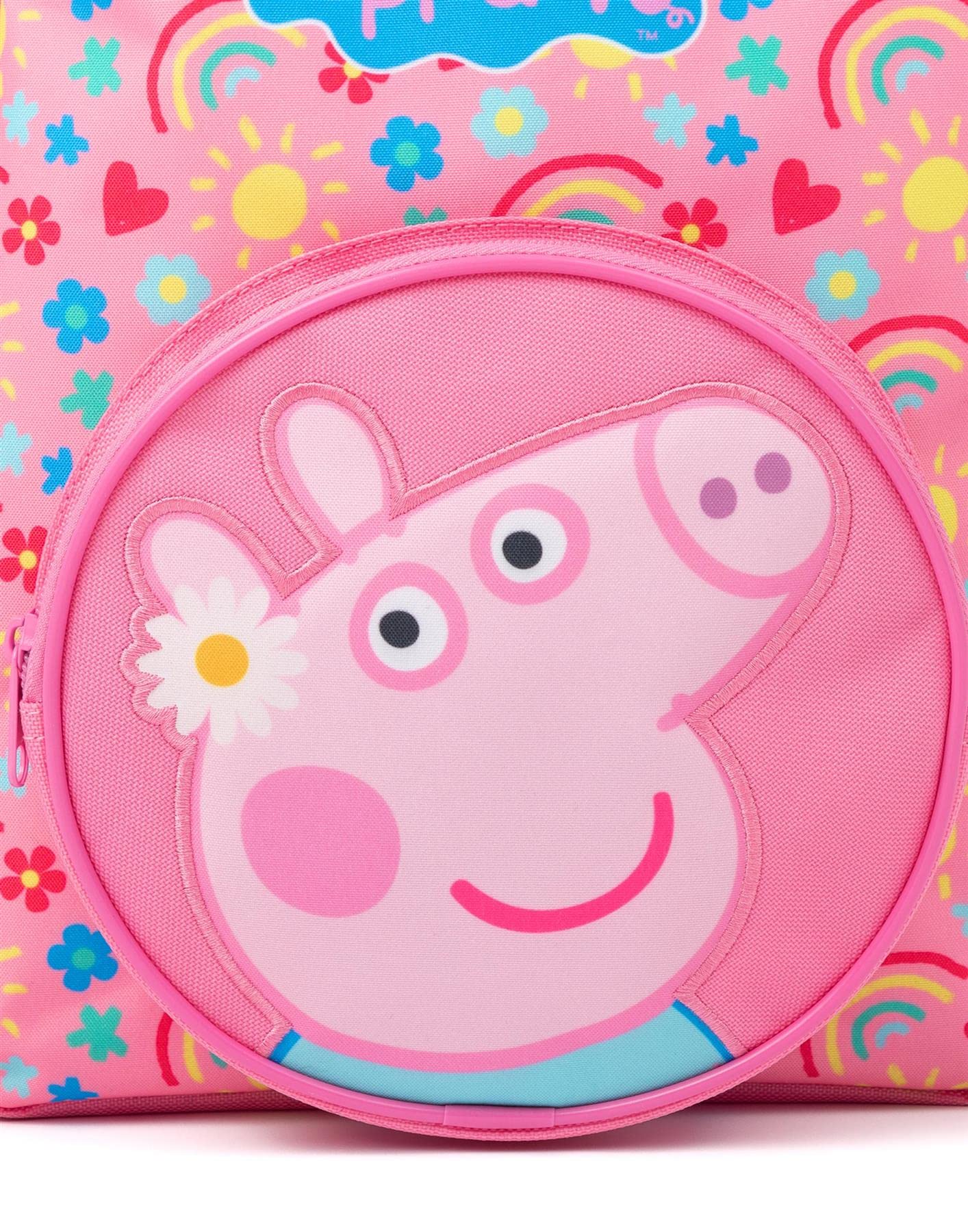 Peppa Pig Kinder 4-teiliges Rucksack-Set | Mädchen Jungen Animiert George Pig Hearts Rosa Rucksack Lunchtasche Federmäppchen Wasserflasche | Back to School Bag Geschenke